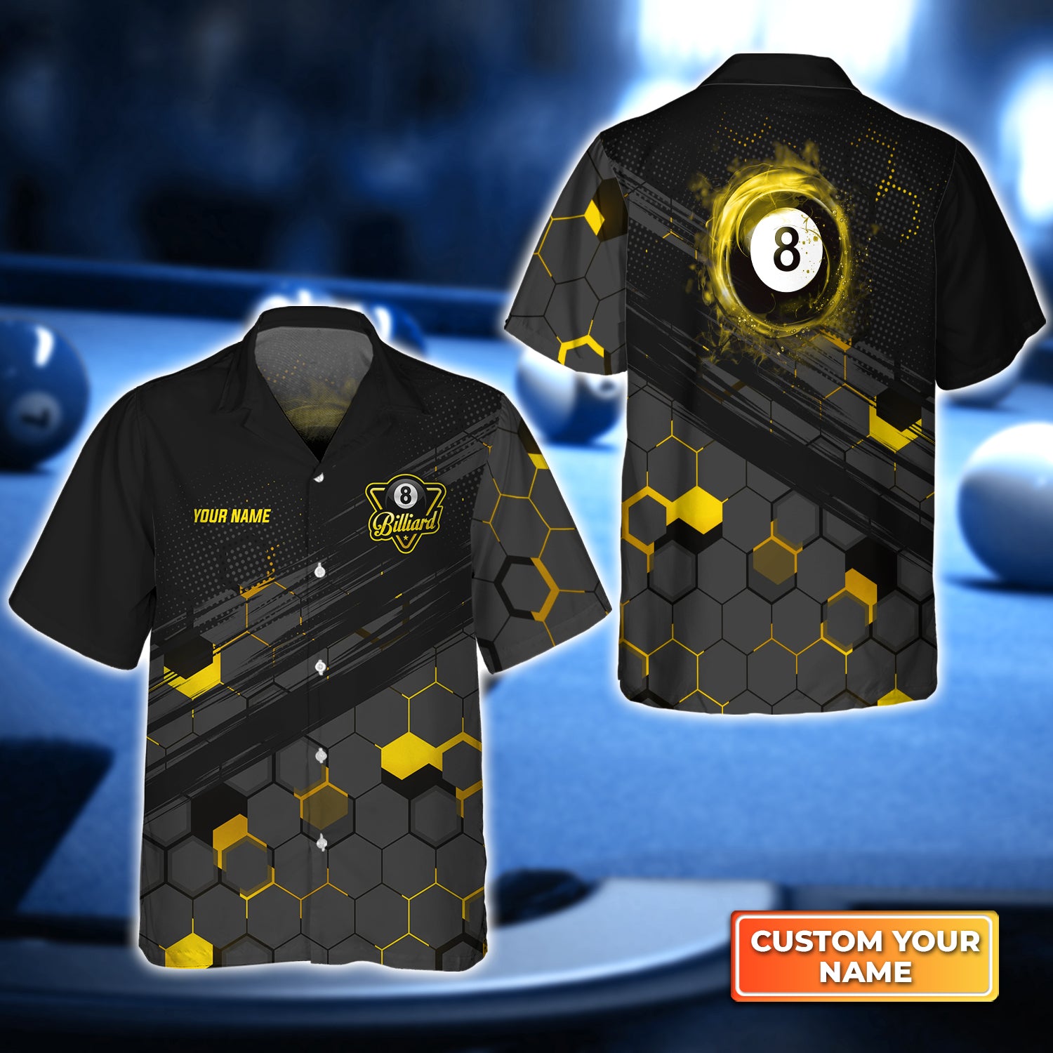 3D Print Customized 8-Ball Billiard Hawaiian Shirt Pool Players Apparel Gift For Team League Season