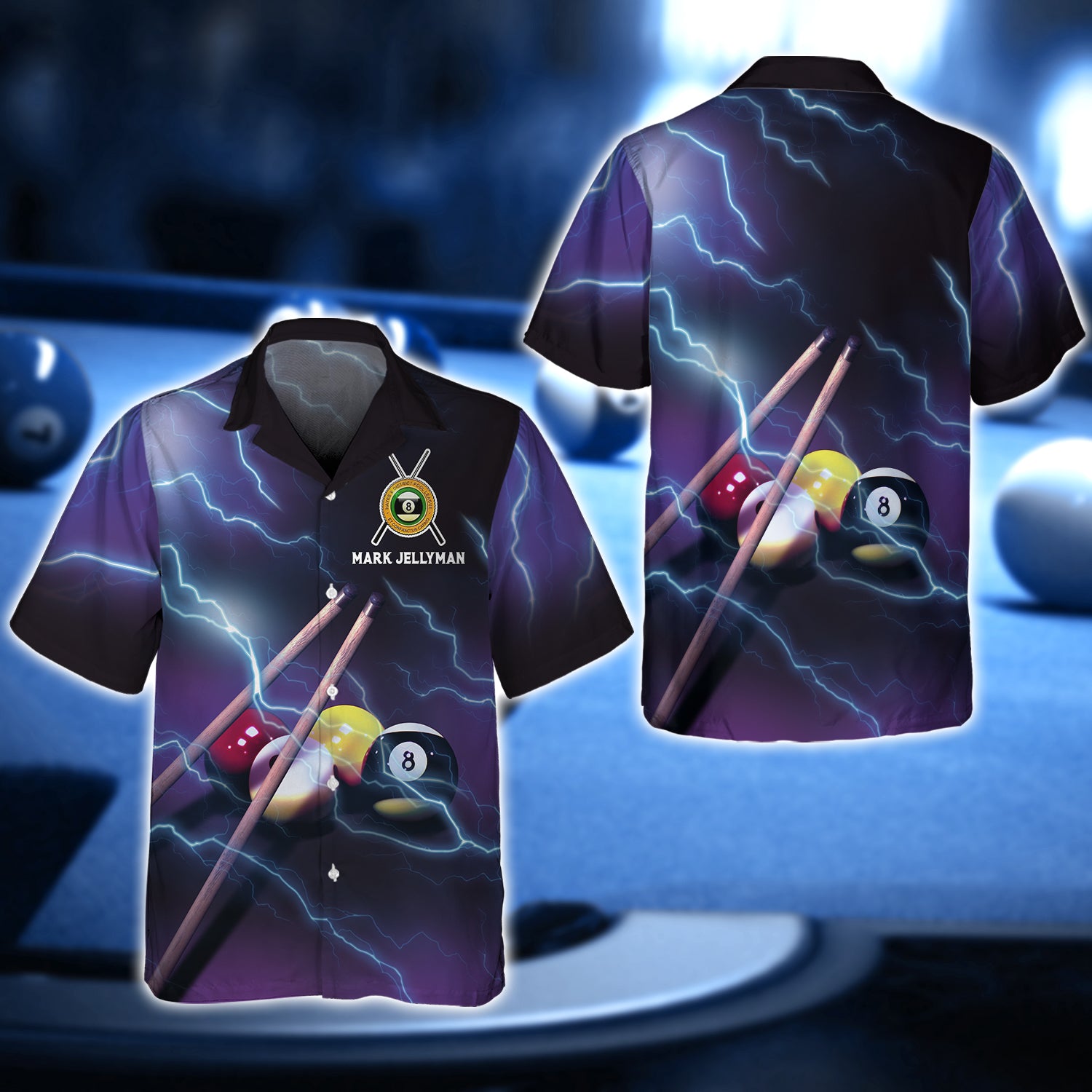 Mark Jellyman Yellow and Red Billiard Ball Thunder Lightning 3D Shirt - QB95