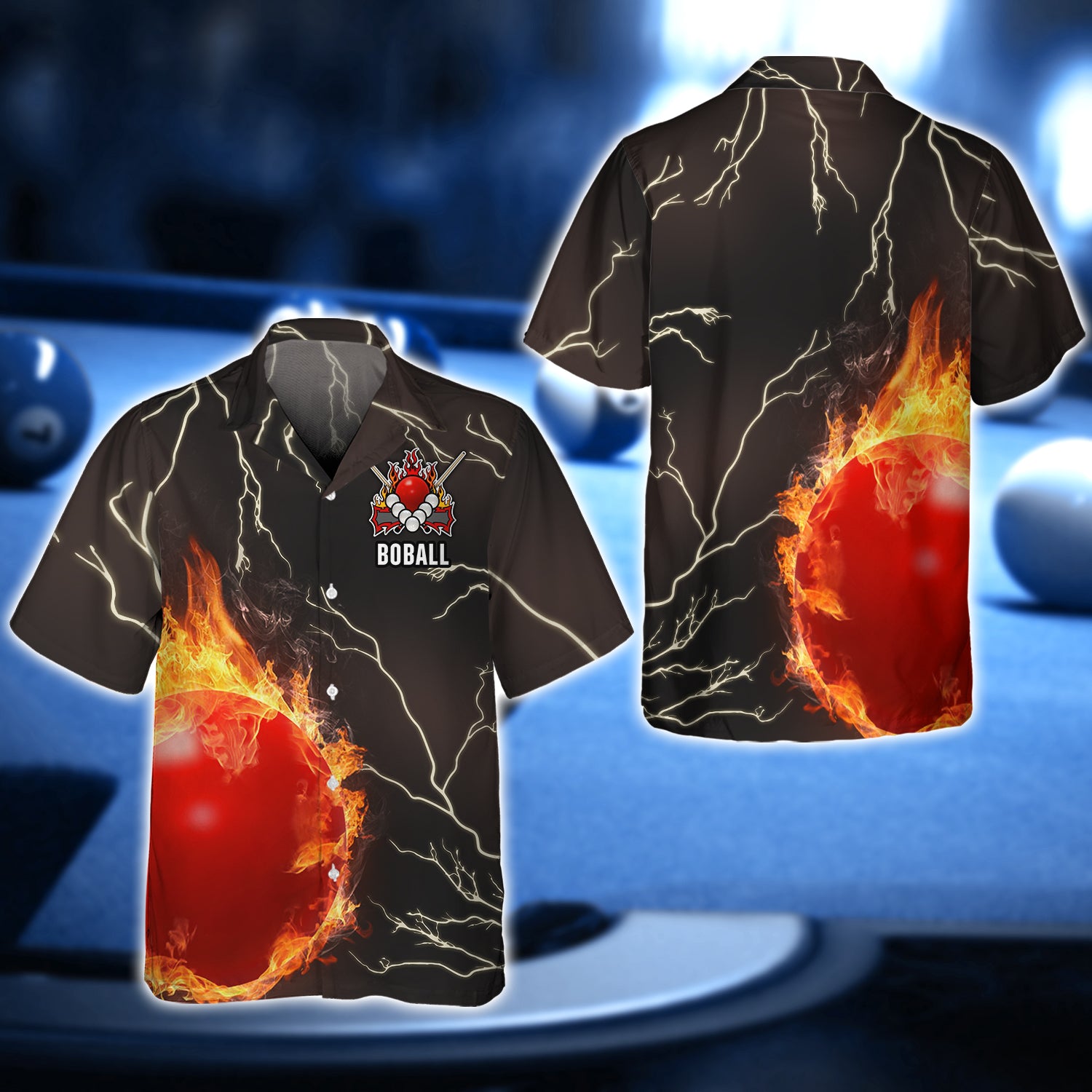 Boball Bar Billiard Red Ball On Fire 3D Shirt - QB95