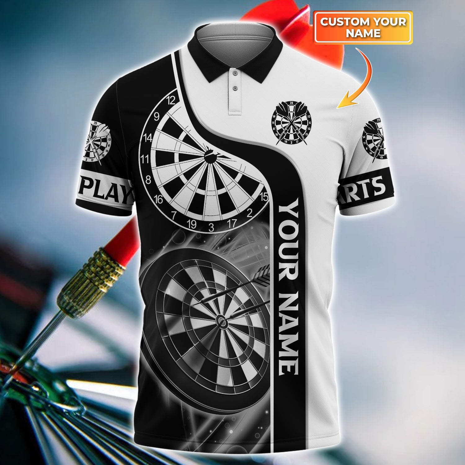 Darts White Custom 3D Polo Shirt Tad