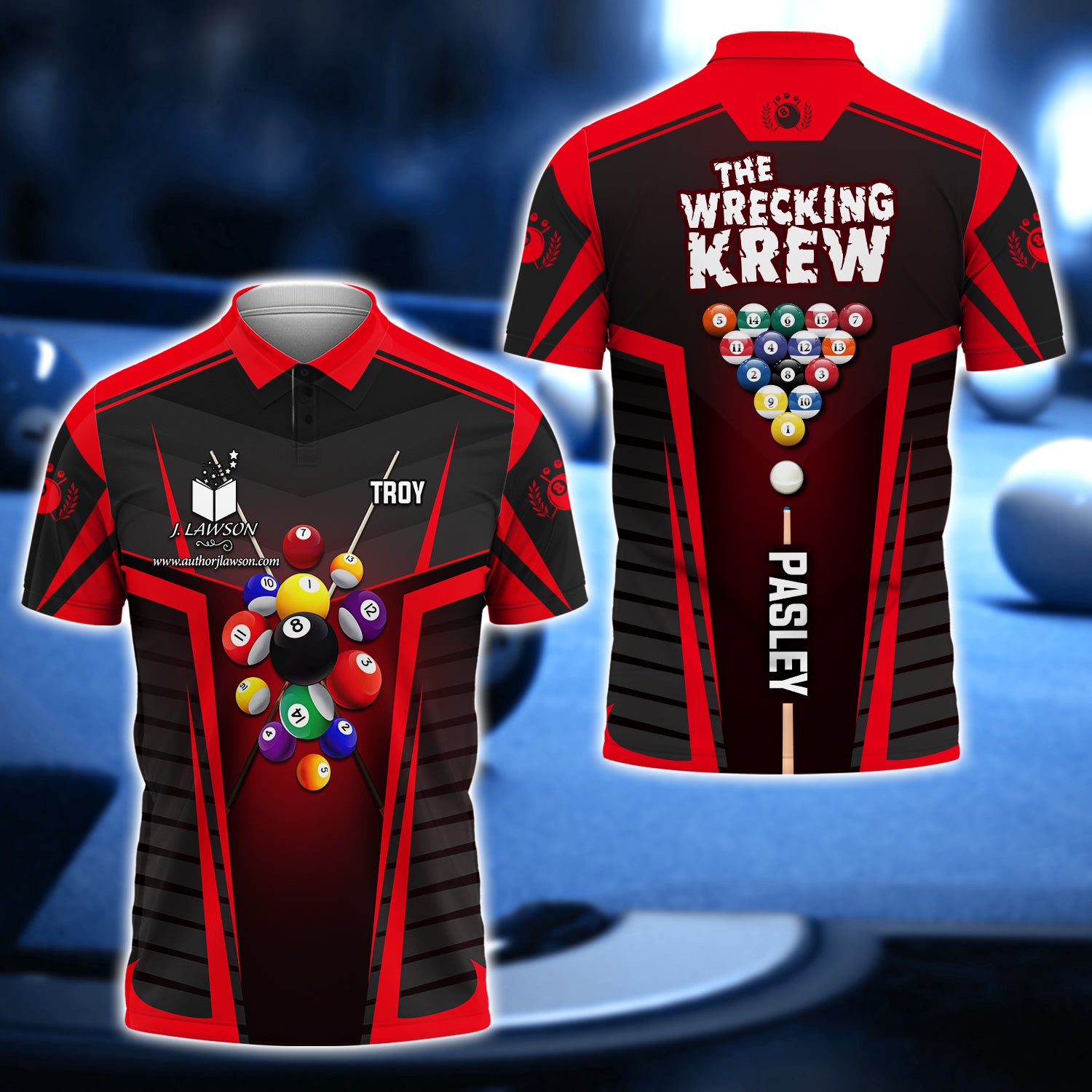 TROY PASLEY, The Wrecking Krew Team In Red Billard Balls 3D Shirt - QB95