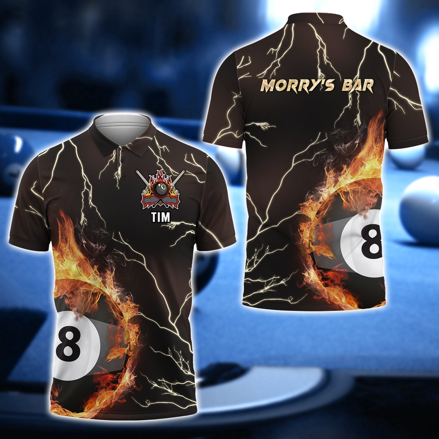 TIM Morry's Bar 9 Balls Thunder Billiard 3D Shirt - QB95