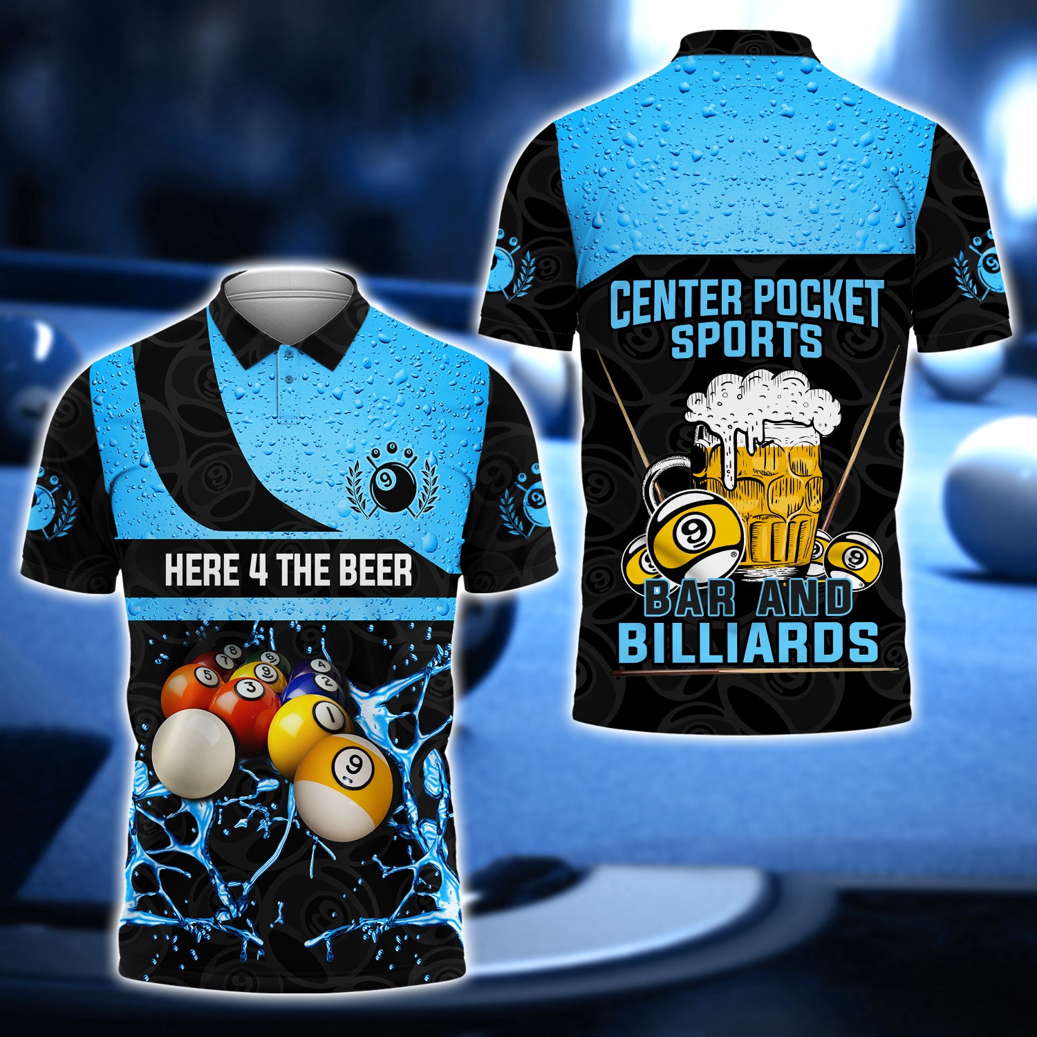 Here For The Beer Billiard Team Blue Version 3D Shirt - QB95