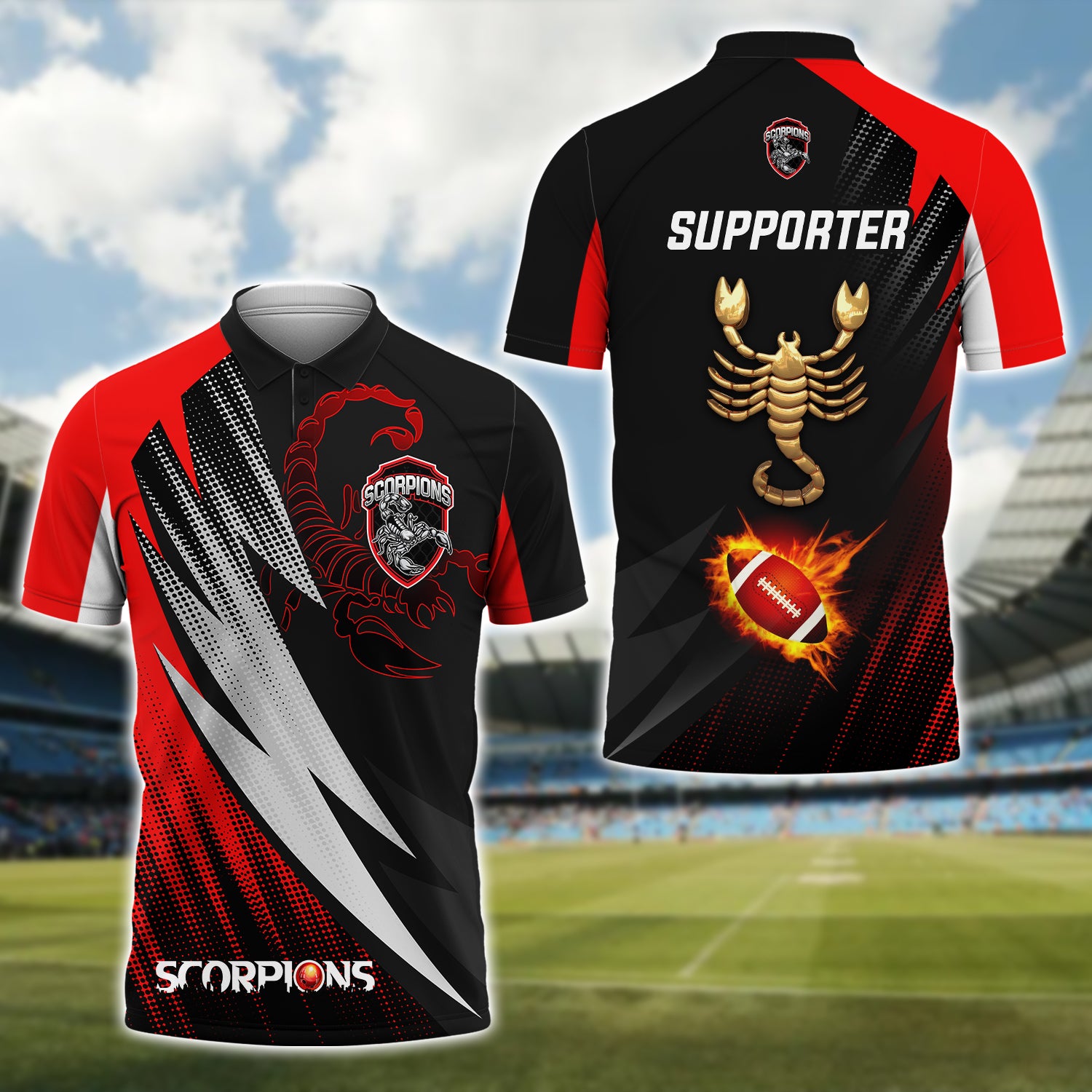 Scorpions Supporter Rugby 3D Shirt - QB95