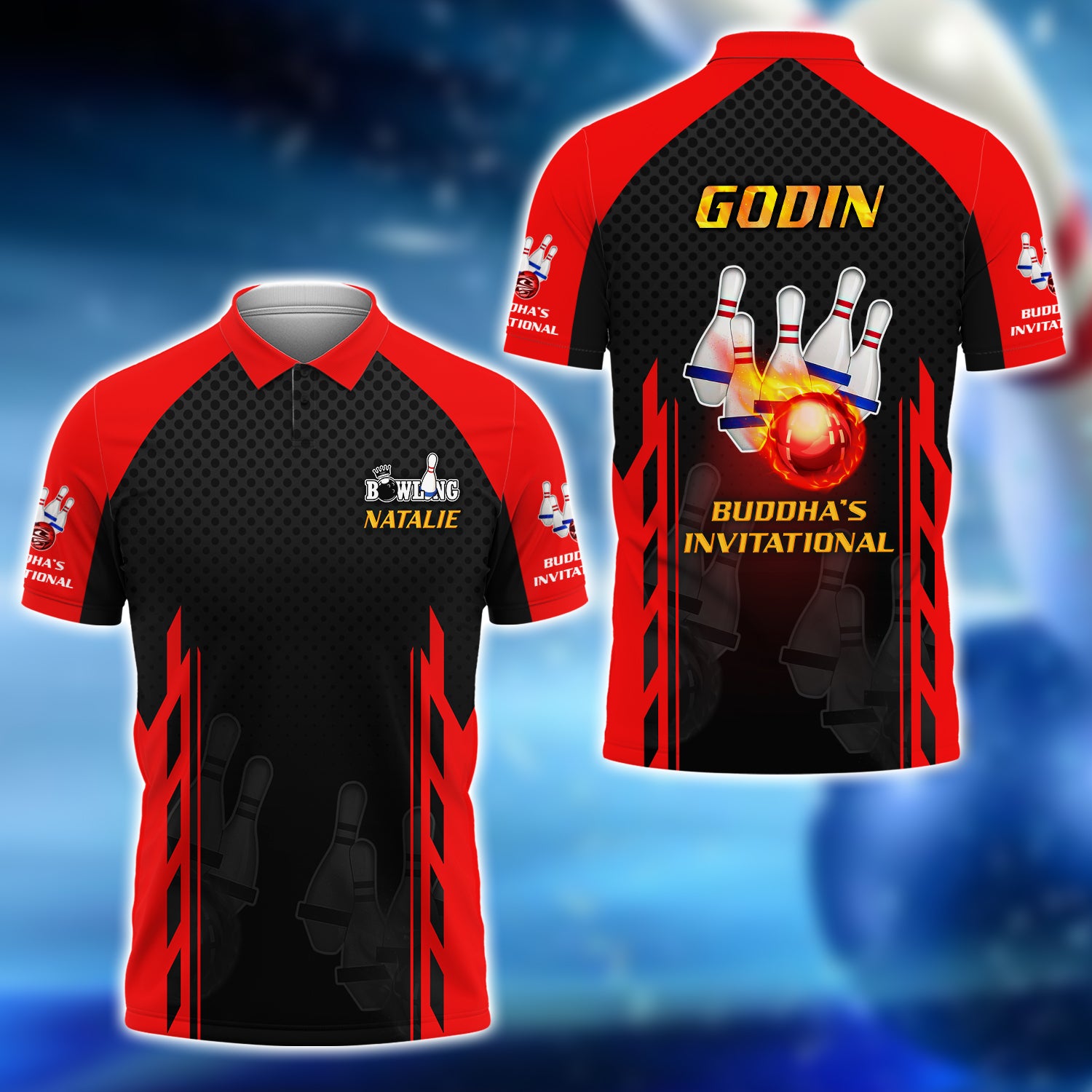 Natalie Godin Buddha's Invitational Bowling 5Pins On Fire 3D Shirt - QB95