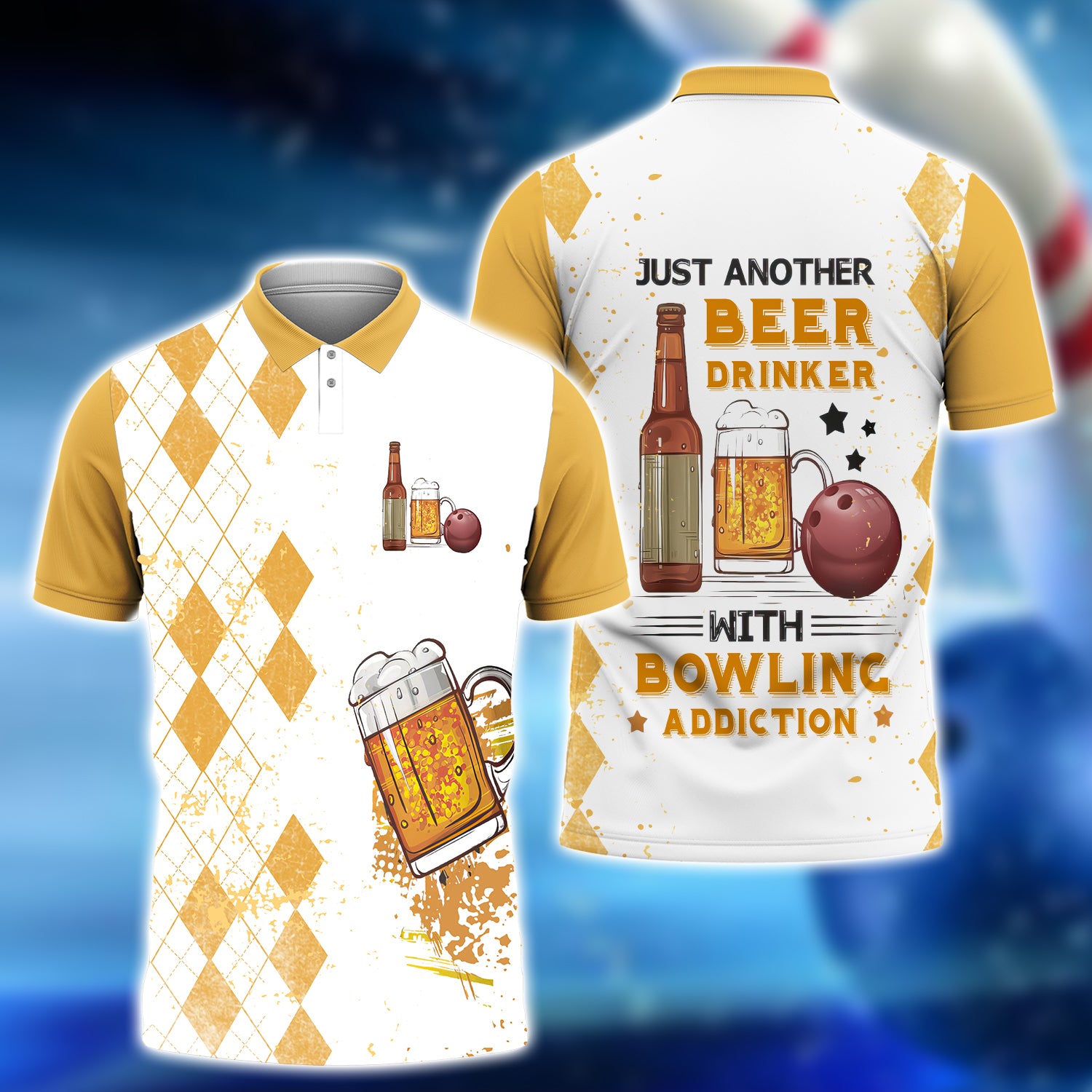 Just Another Beer Drinker with a Bowling Problem 3D Polo Shirt QB95