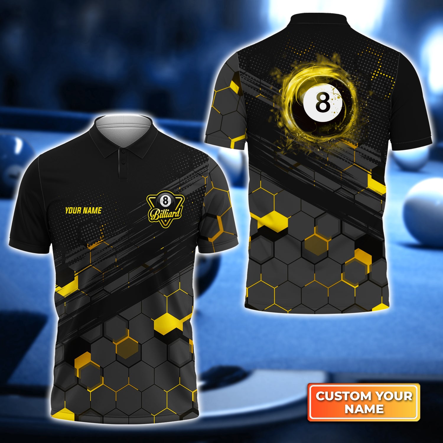 3D Print Customized 8-Ball Billiard Polo Shirt Pool Players Apparel Gift For Team League Season