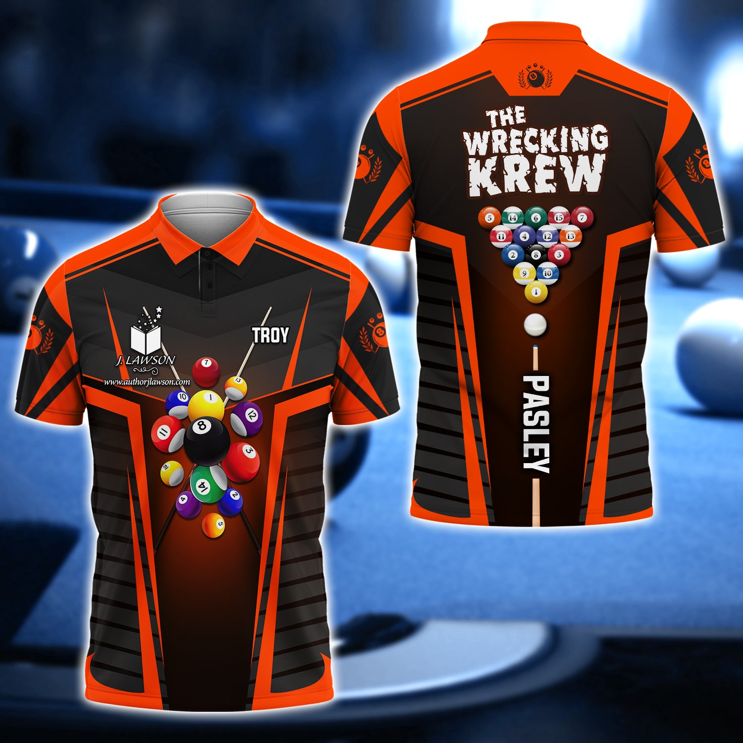 TROY PASLEY, The Wrecking Krew Team In Orange Billard Balls 3D Shirt - QB95