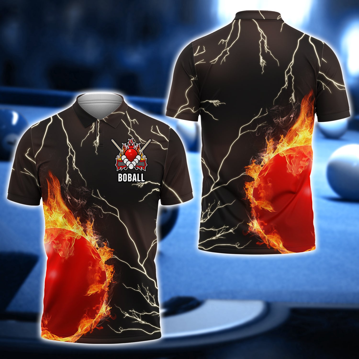 Boball Bar Billiard Red Ball On Fire 3D Shirt - QB95