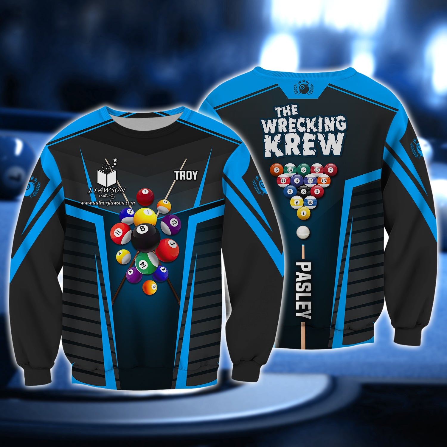 TROY PASLEY, The Wrecking Krew Team In Blue Billard Balls 3D Shirt - QB95