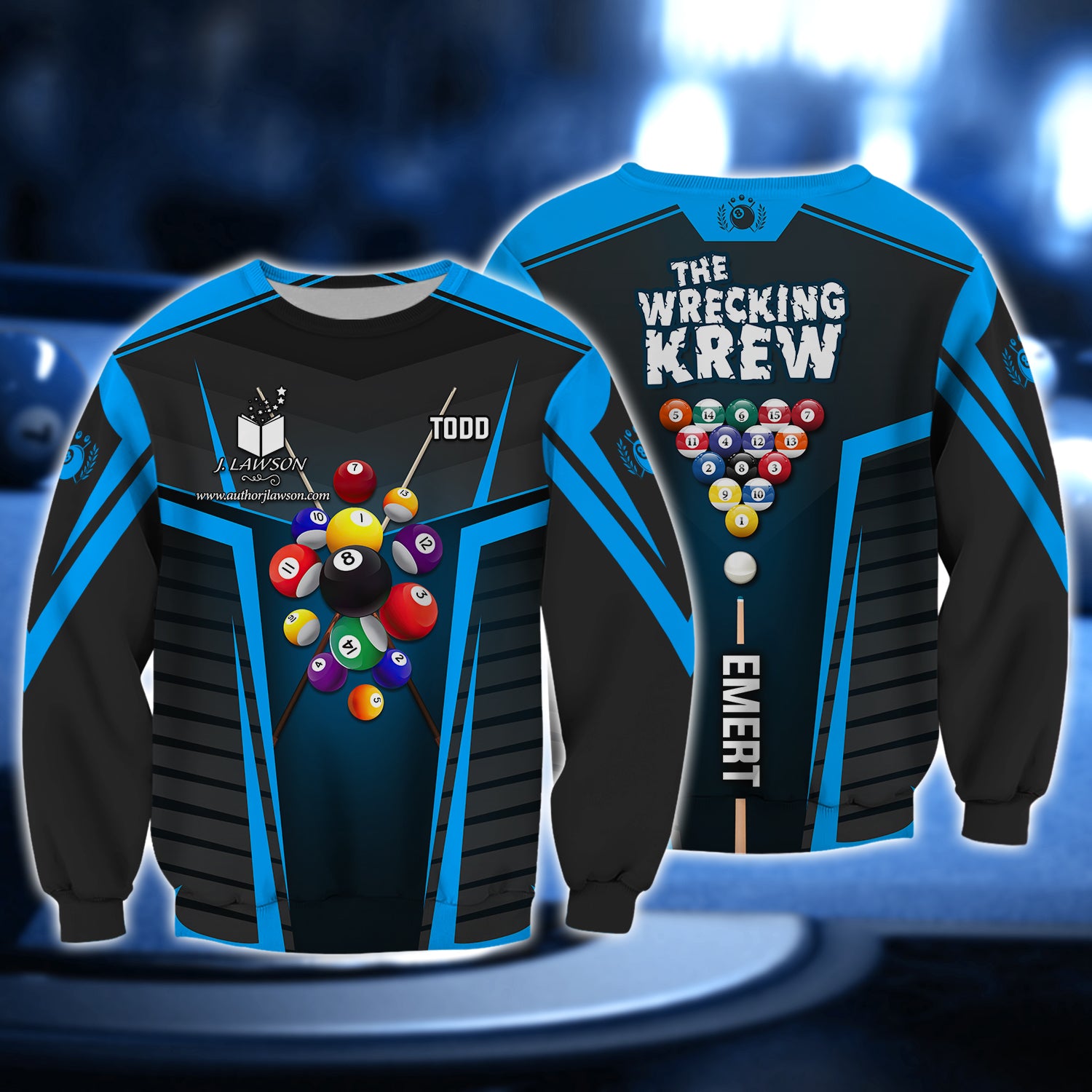 Todd Emert, The Wrecking Krew Team In Blue Billard Balls 3D Shirt - QB95