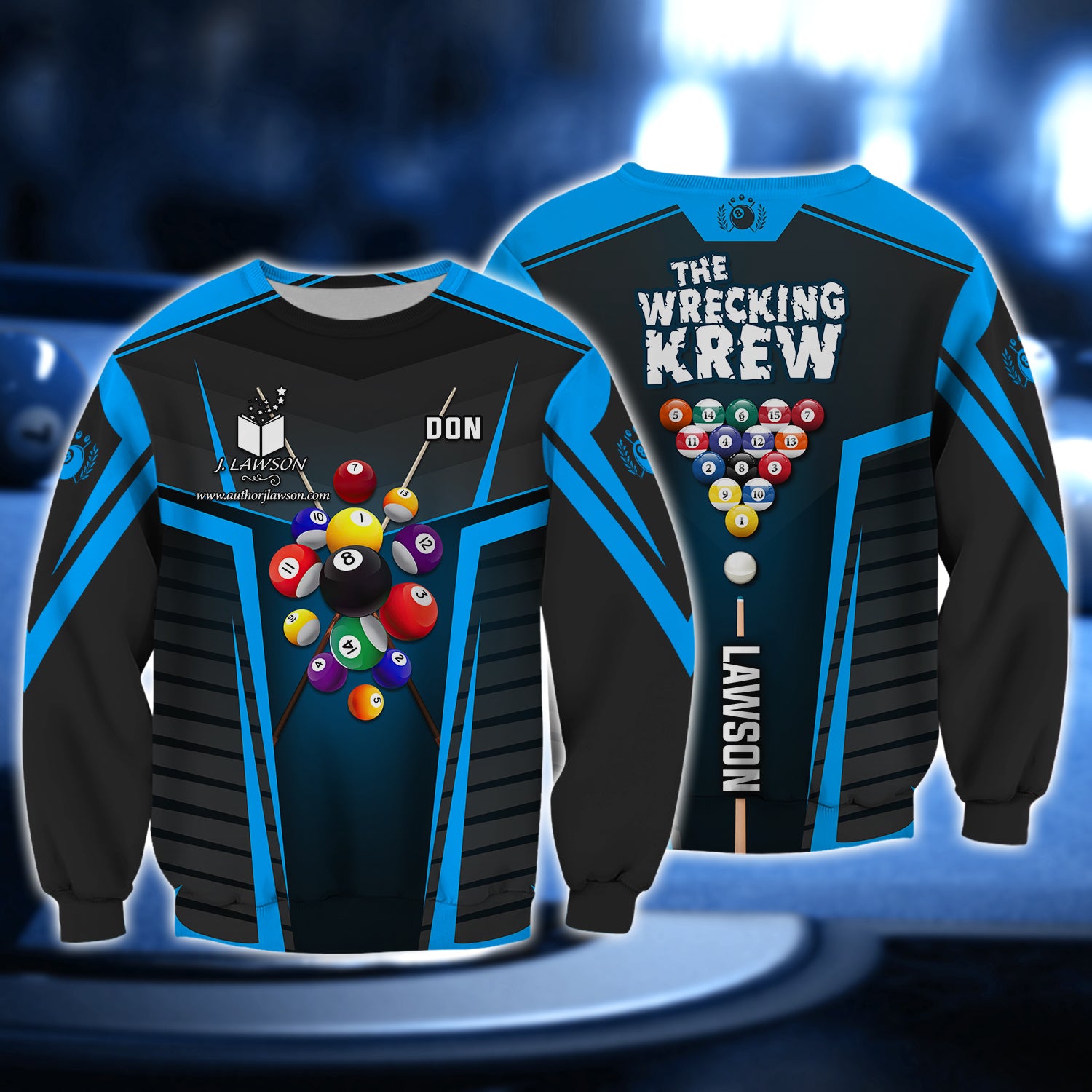 DON LAWSON, The Wrecking Krew Team In Blue Billard Balls 3D Shirt - QB95