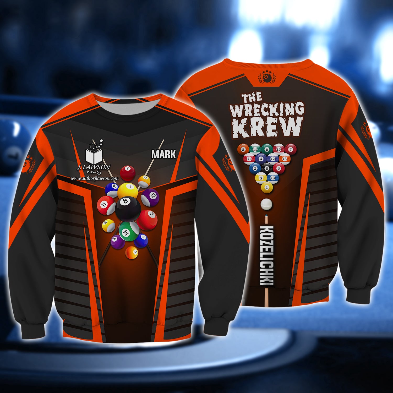 MARK KOZELICHKI, The Wrecking Krew Team In Orange Billard Balls 3D Shirt - QB95