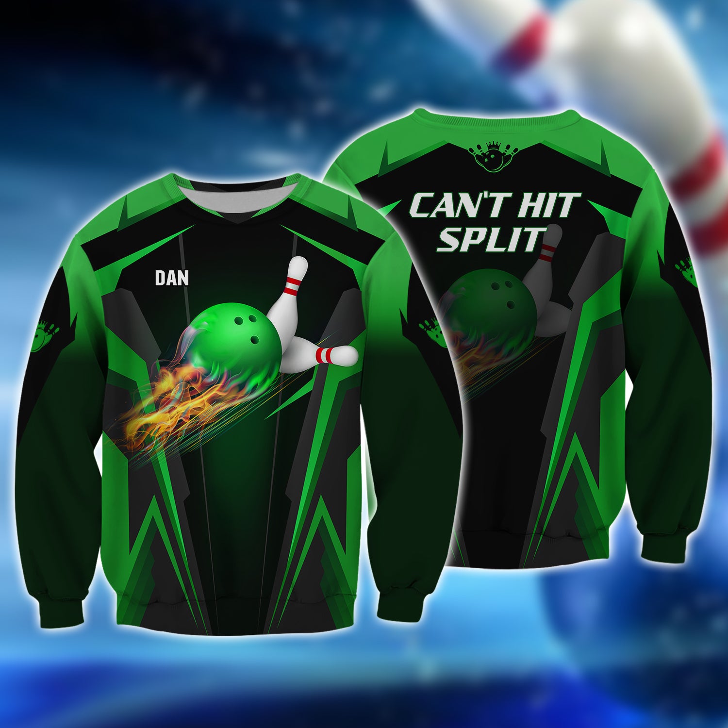 Dan - The Green Bowling Ball in Flames 3D Shirt - QB95