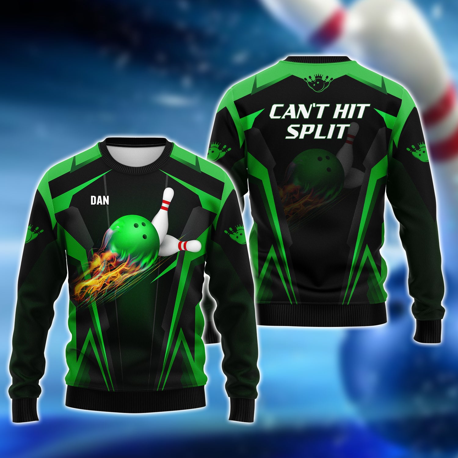 Dan - The Green Bowling Ball in Flames 3D Shirt - QB95