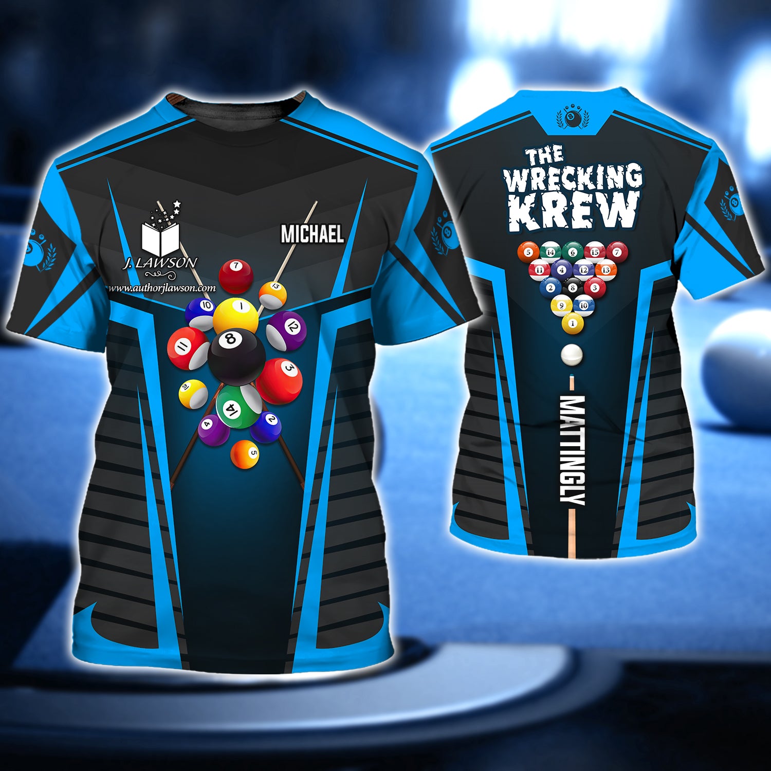 MICHAEL MATTINGLY, The Wrecking Krew Team In Blue Billard Balls 3D Shirt - QB95