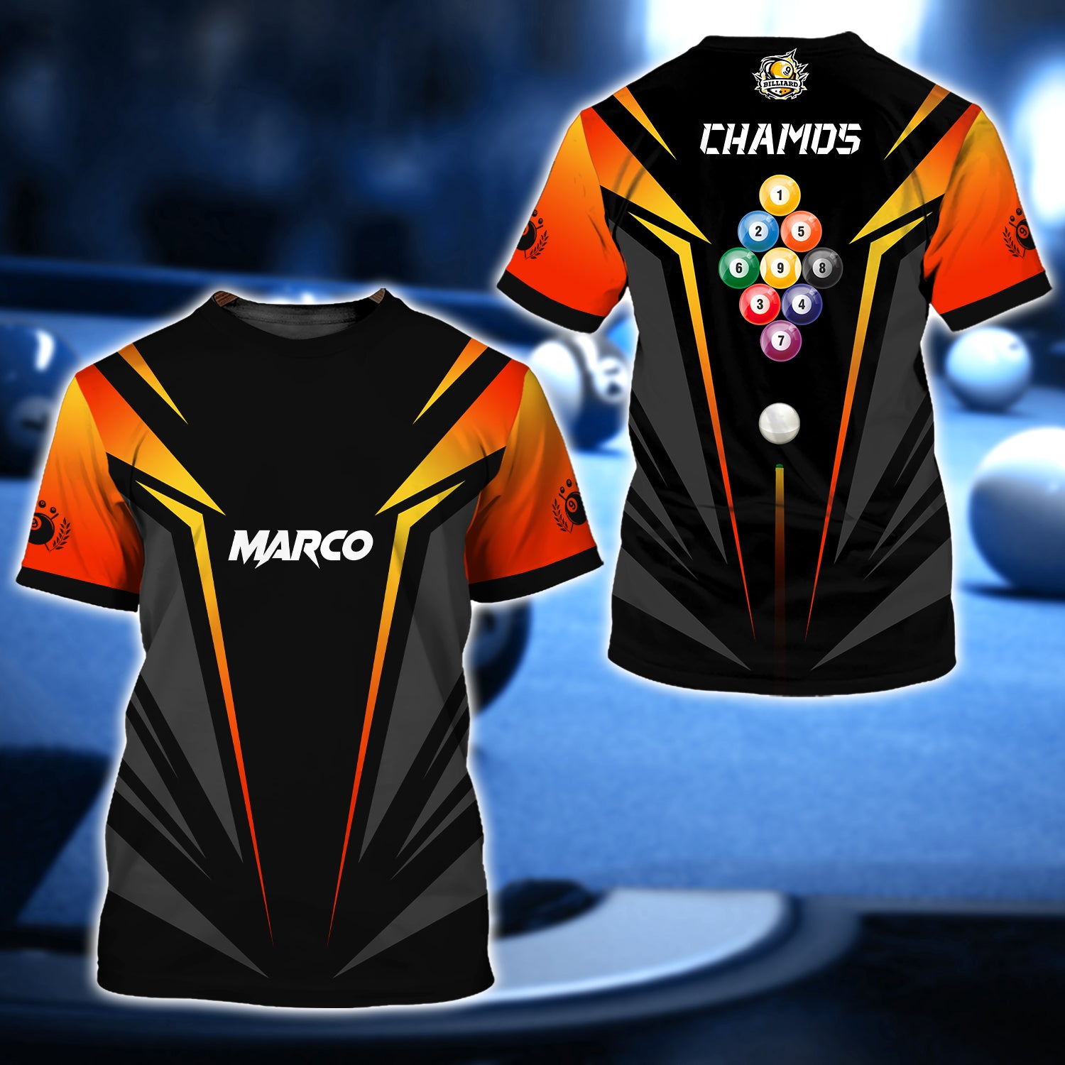 MARCO CHAMOS Billiard Pool Nine-Ball 3D Shirt - QB95