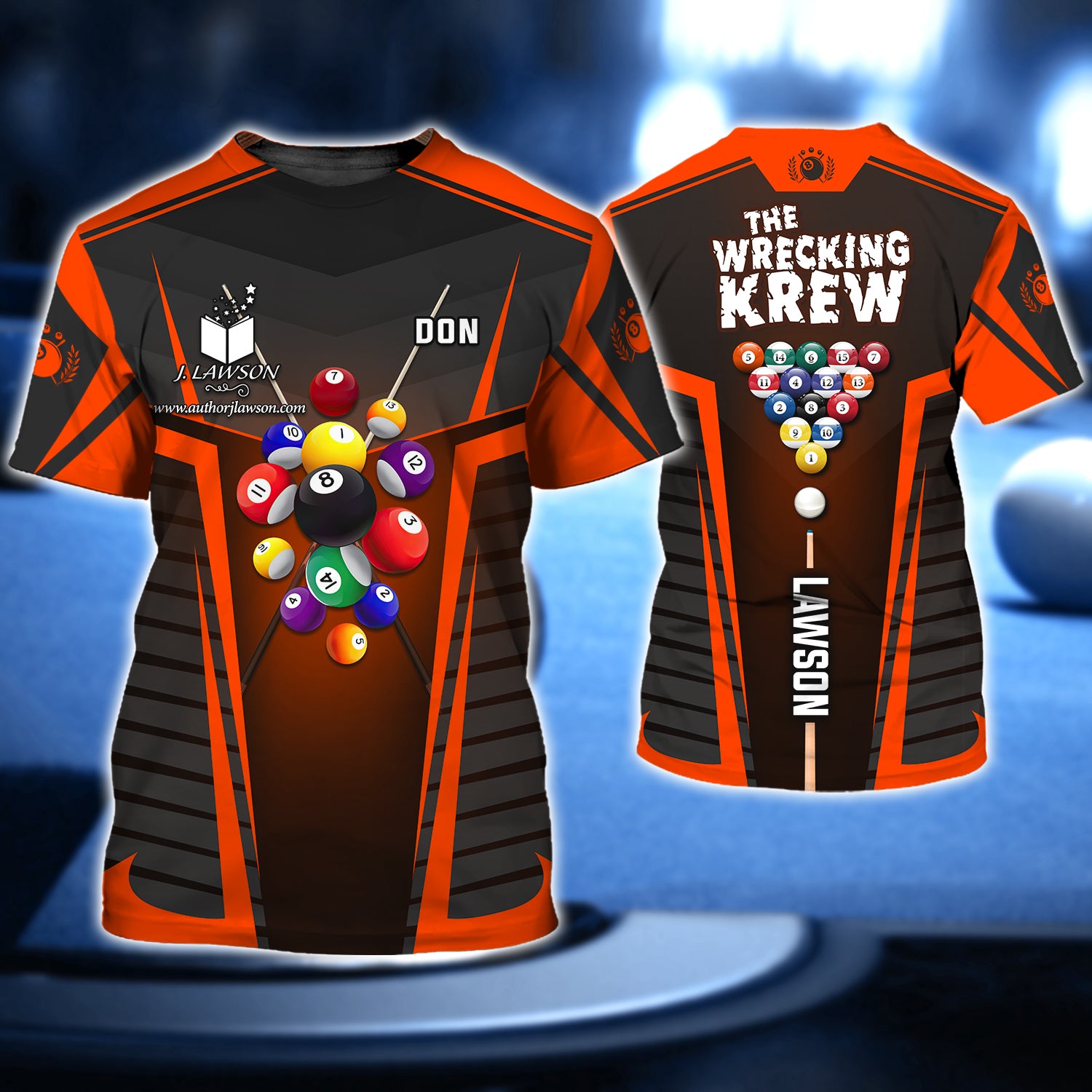 DON LAWSON, The Wrecking Krew Team In Orange Billard Balls 3D Shirt - QB95