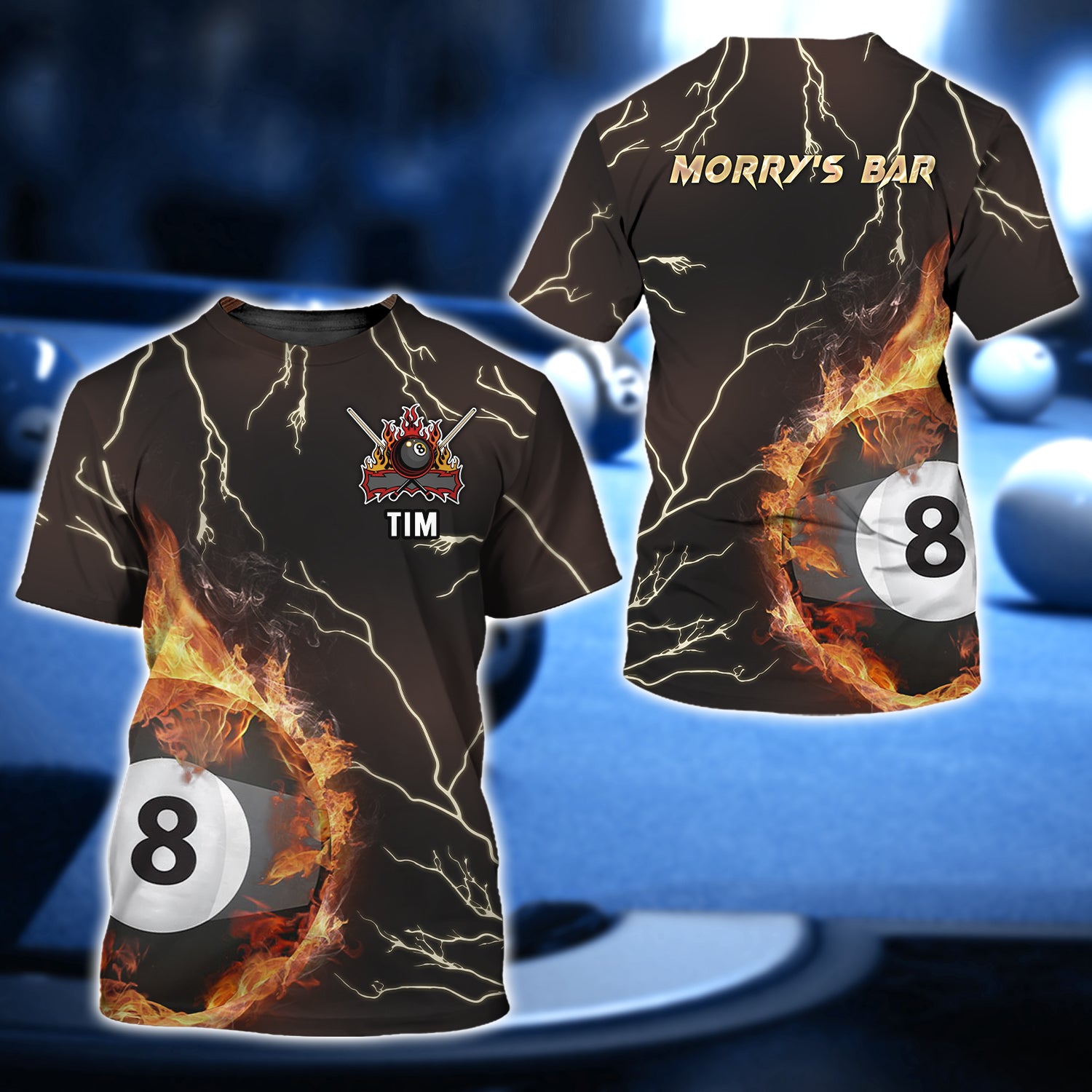 TIM Morry's Bar 9 Balls Thunder Billiard 3D Shirt - QB95