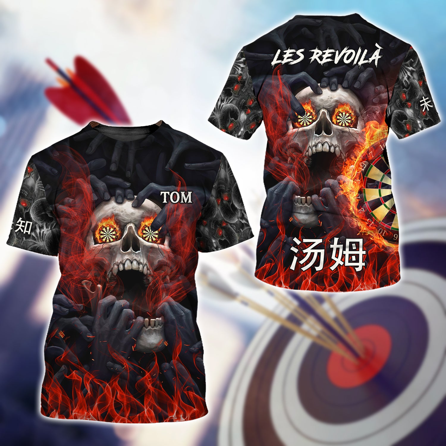 TOM Skull Dartboard On Fire 3D Shirt - QB95