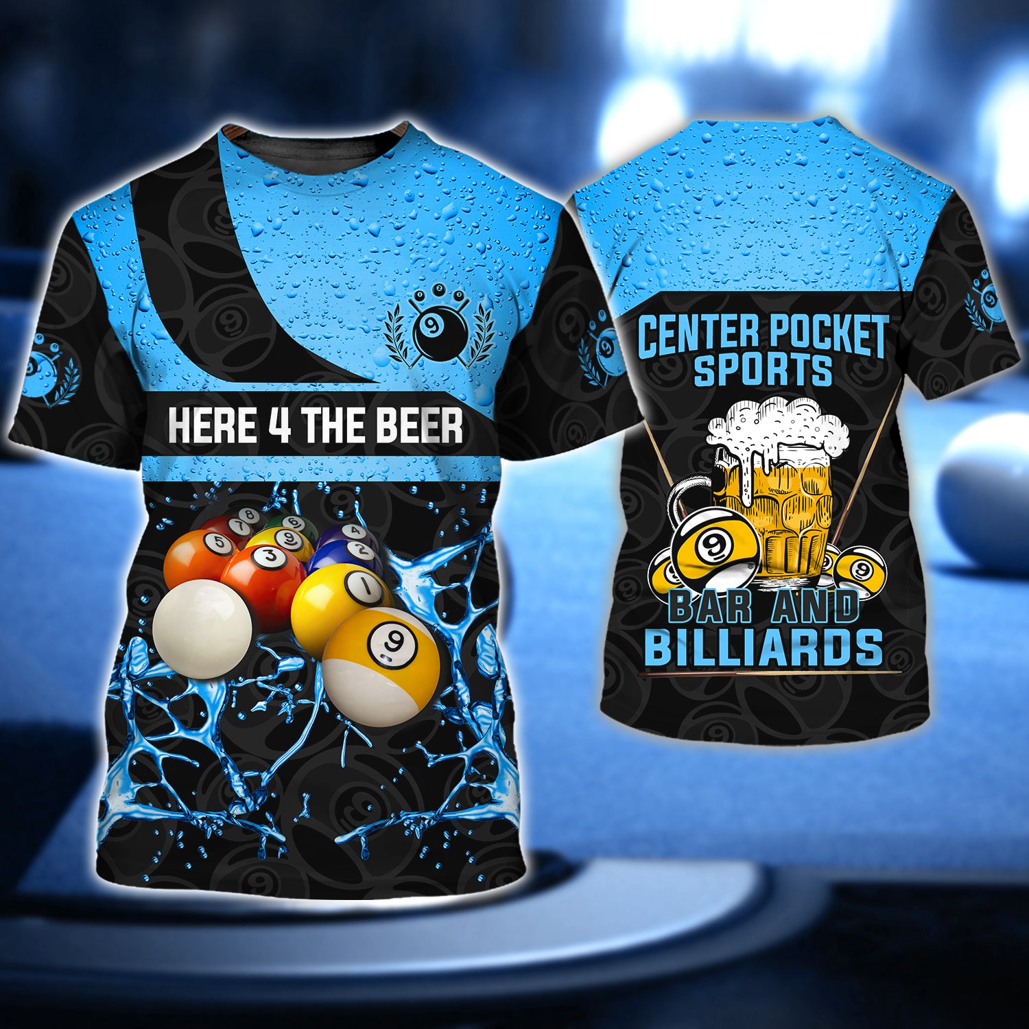 Here For The Beer Billiard Team Blue Version 3D Shirt - QB95