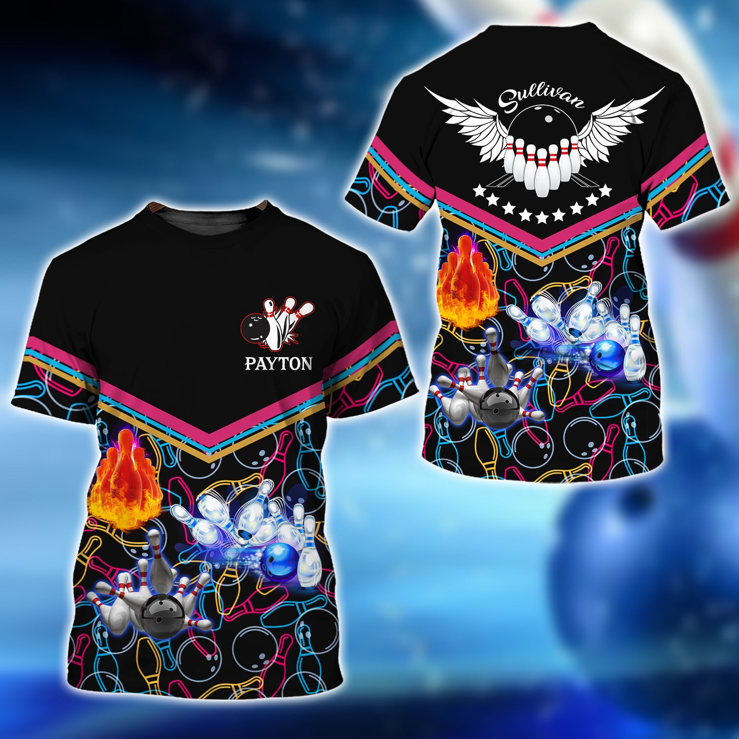 Payton Sullivan Bowling Strike Abstract Colorful 3D Shirt - QB95