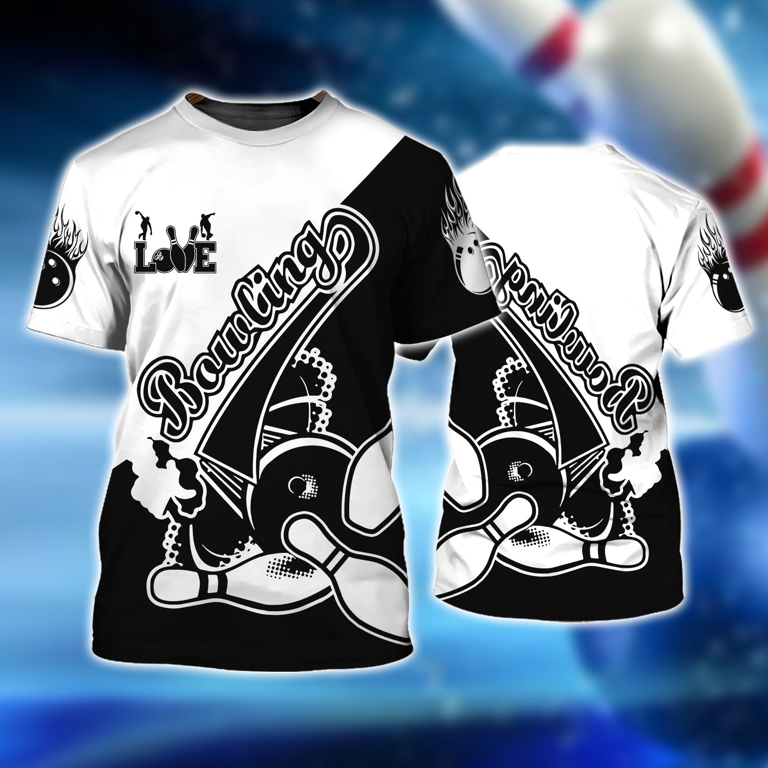 Love Bowling Black And White Problem 3D Tshirt For Bowler QB95