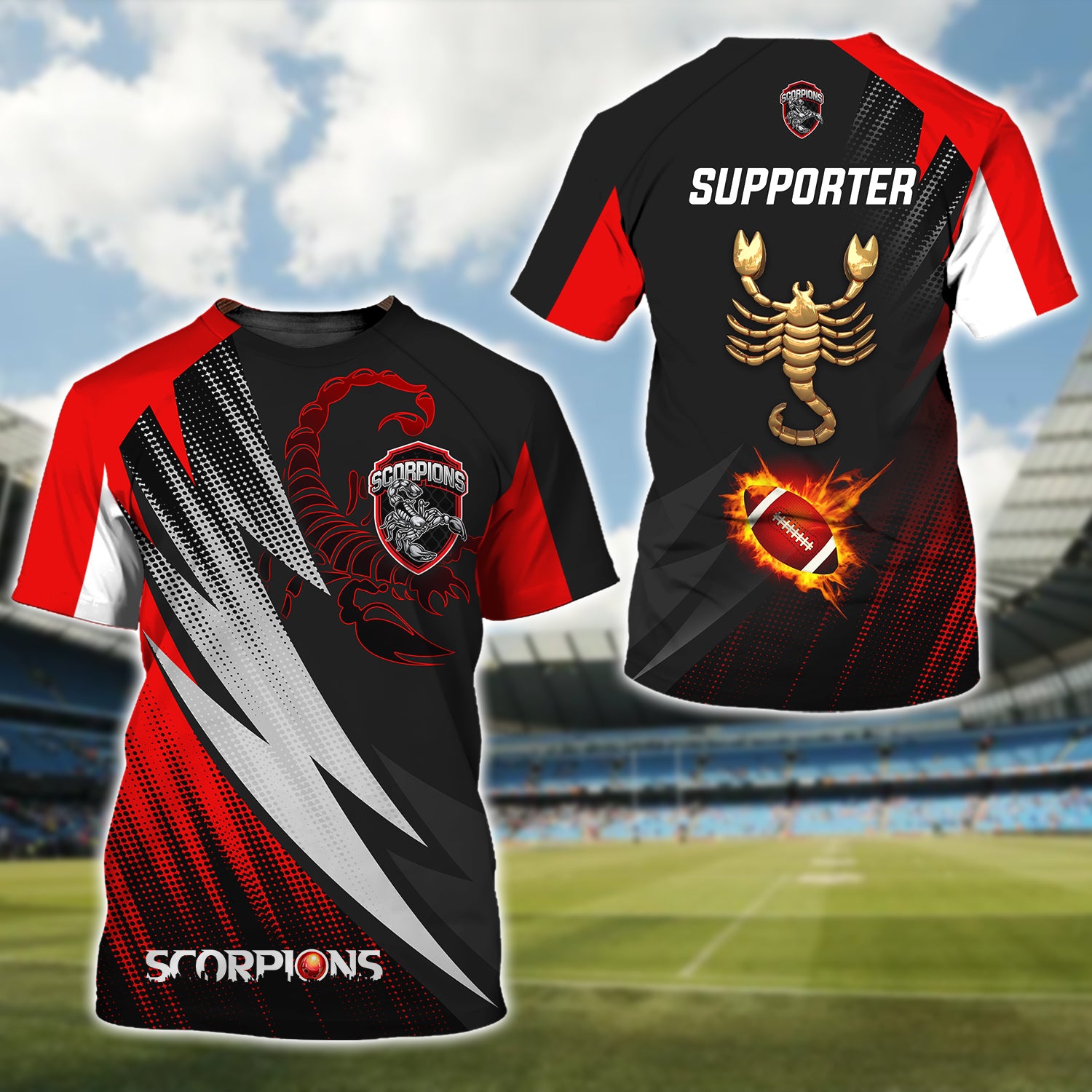 Scorpions Supporter Rugby 3D Shirt - QB95