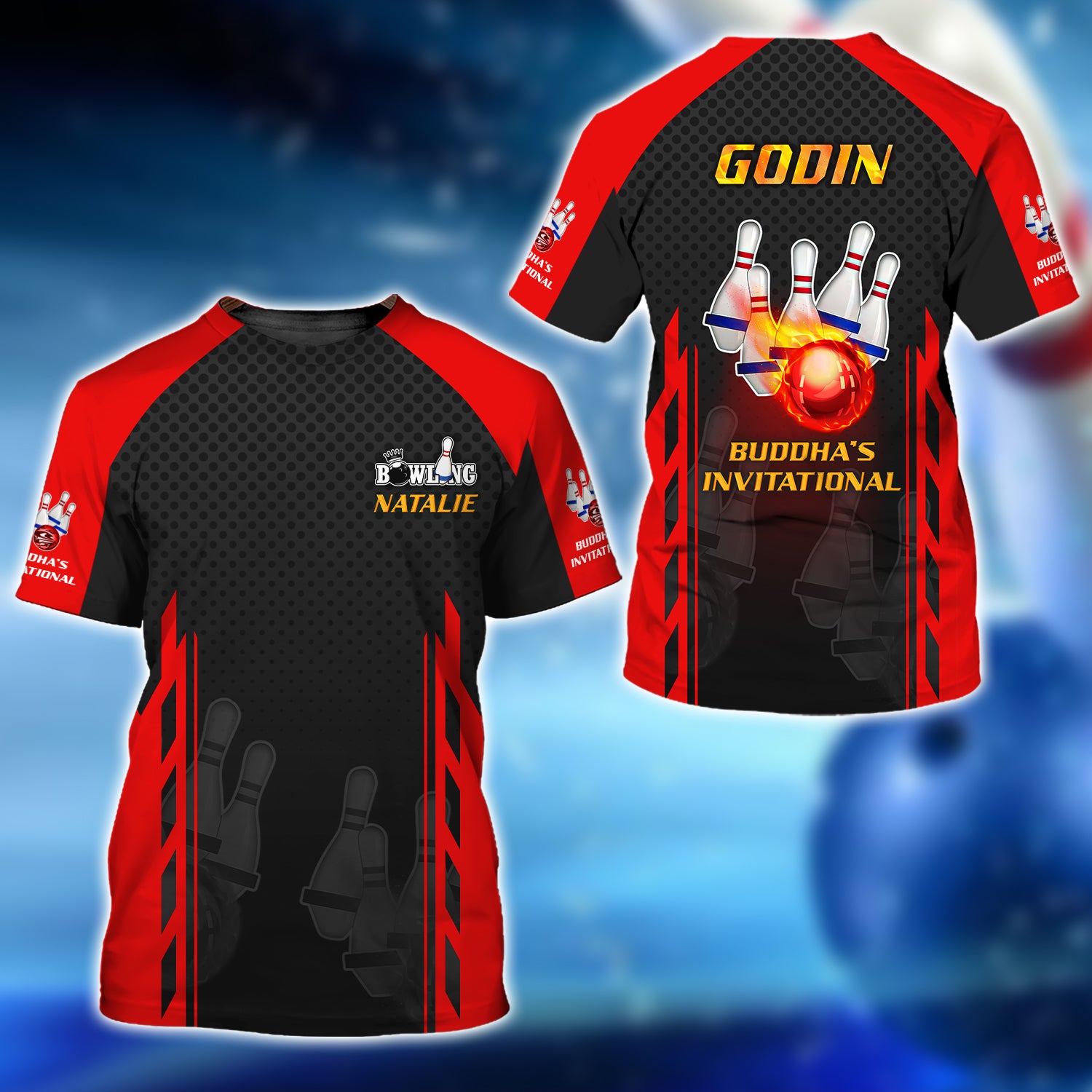 Natalie Godin Buddha's Invitational Bowling 5Pins On Fire 3D Shirt - QB95