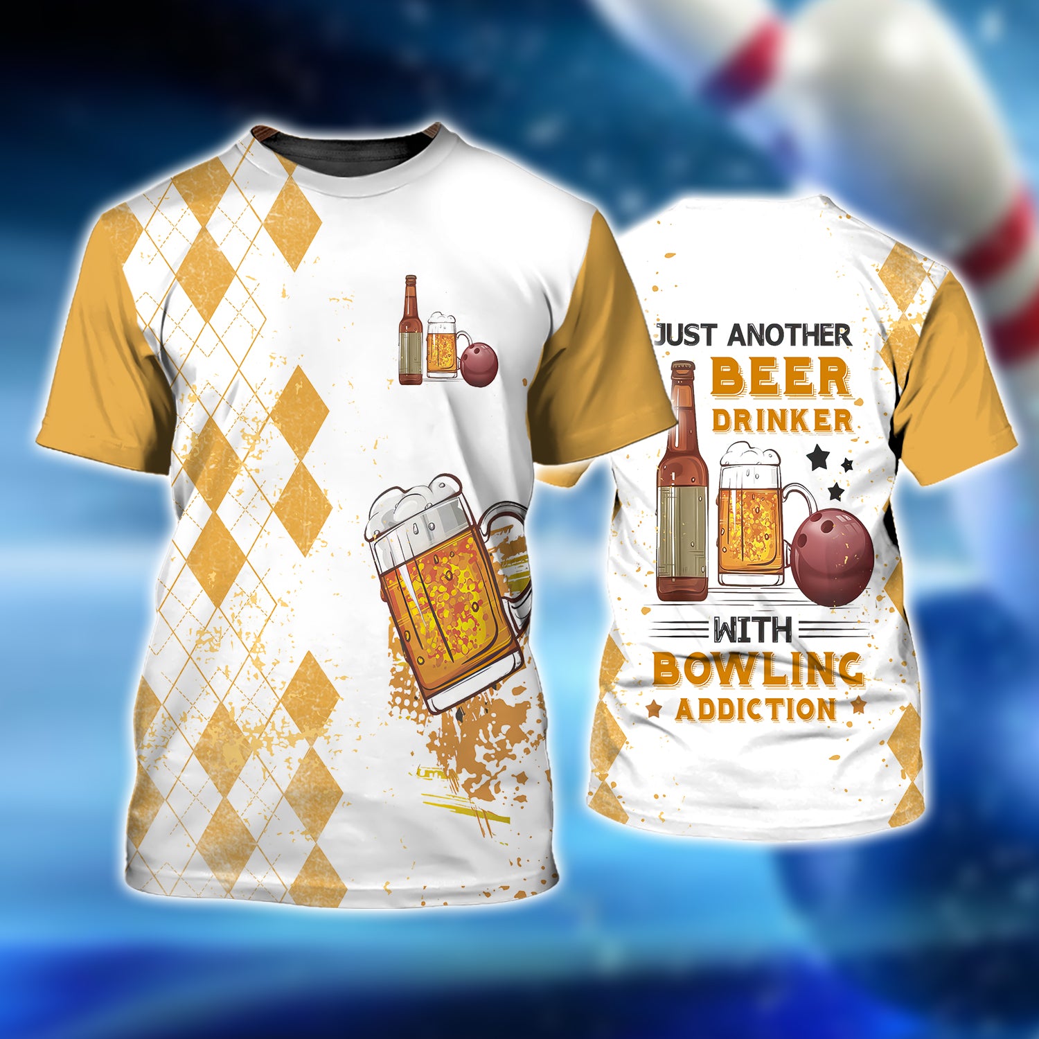 Just Another Beer Drinker with a Bowling Problem 3D Tshirt QB95