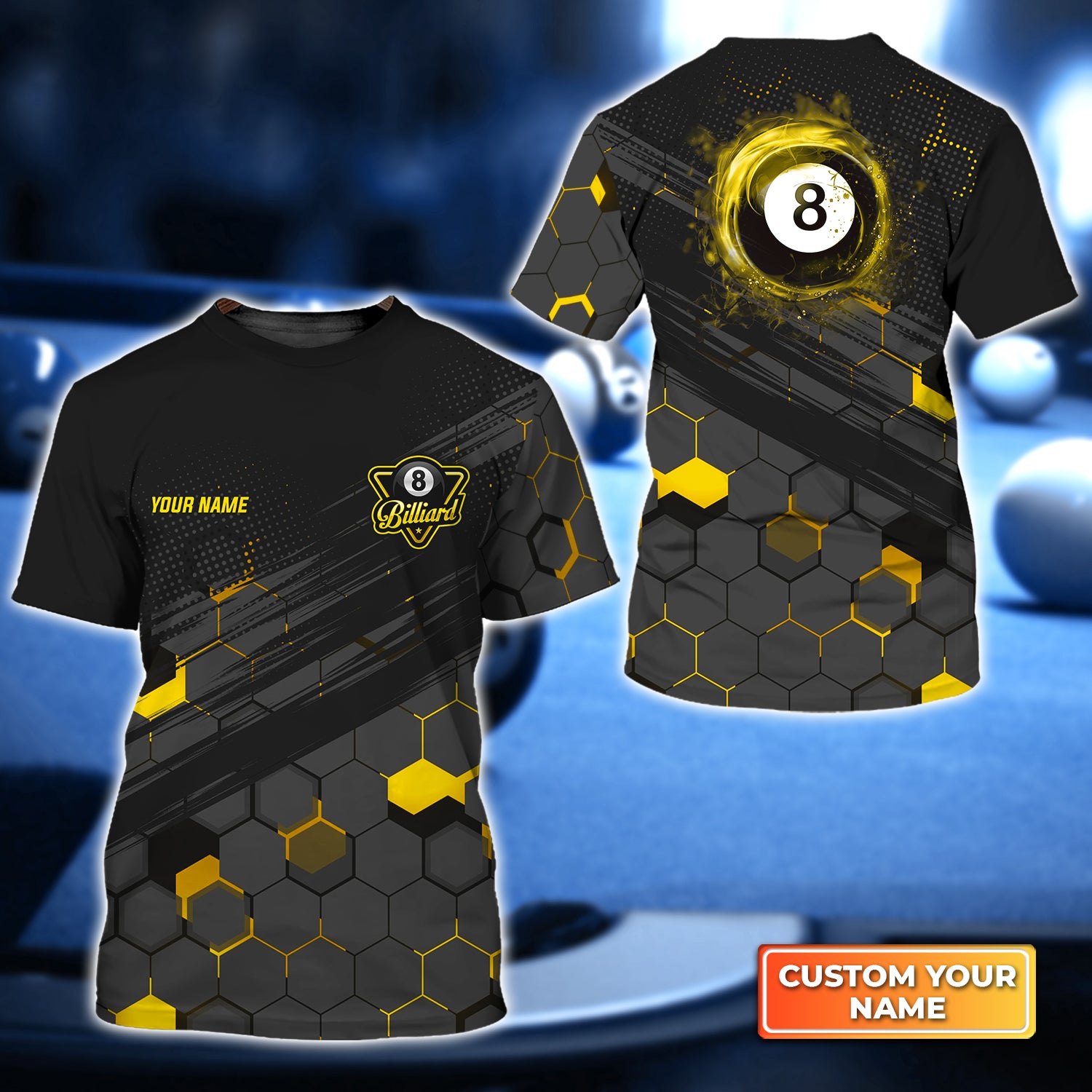 3D Print Customized 8-Ball Billiard T-Shirt Pool Players Apparel Gift For Team League Season