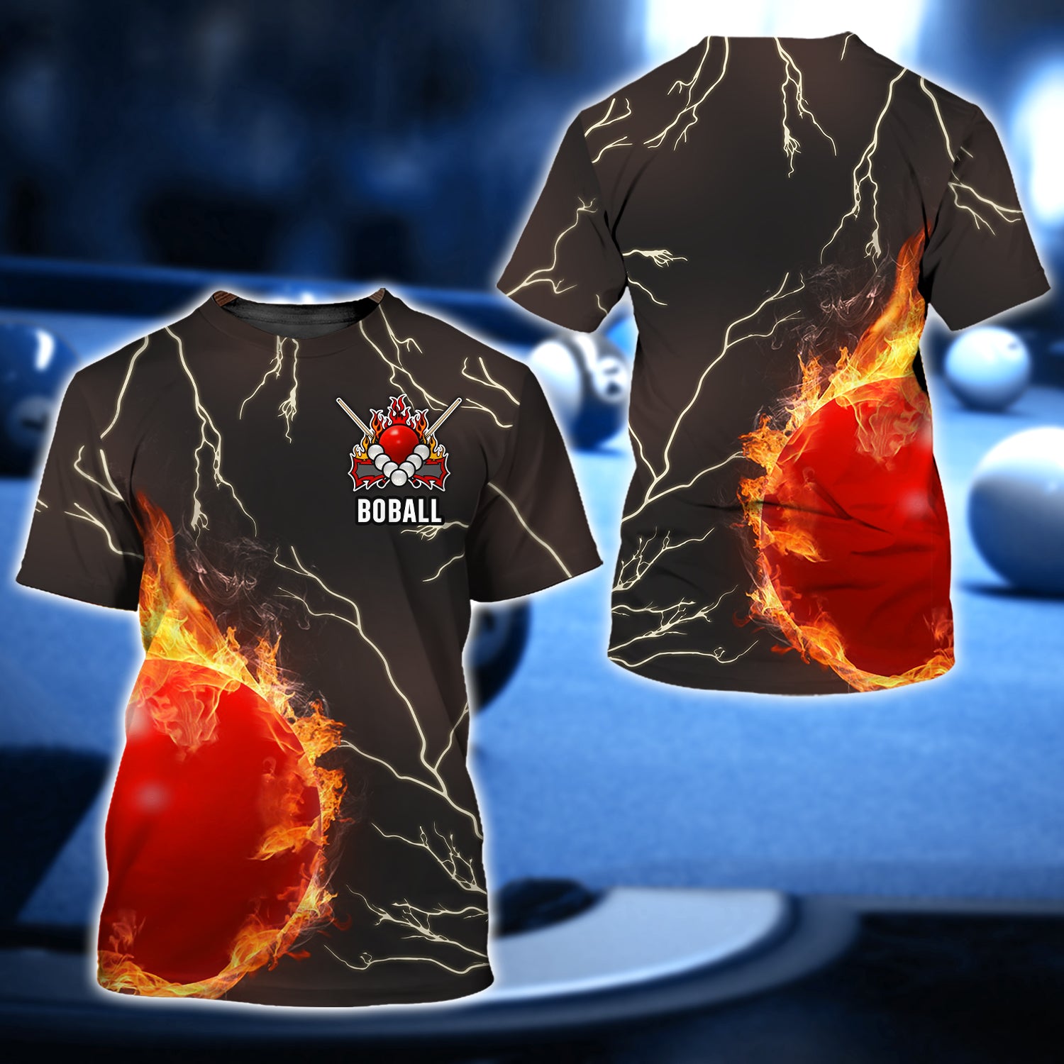 Boball Bar Billiard Red Ball On Fire 3D Shirt - QB95