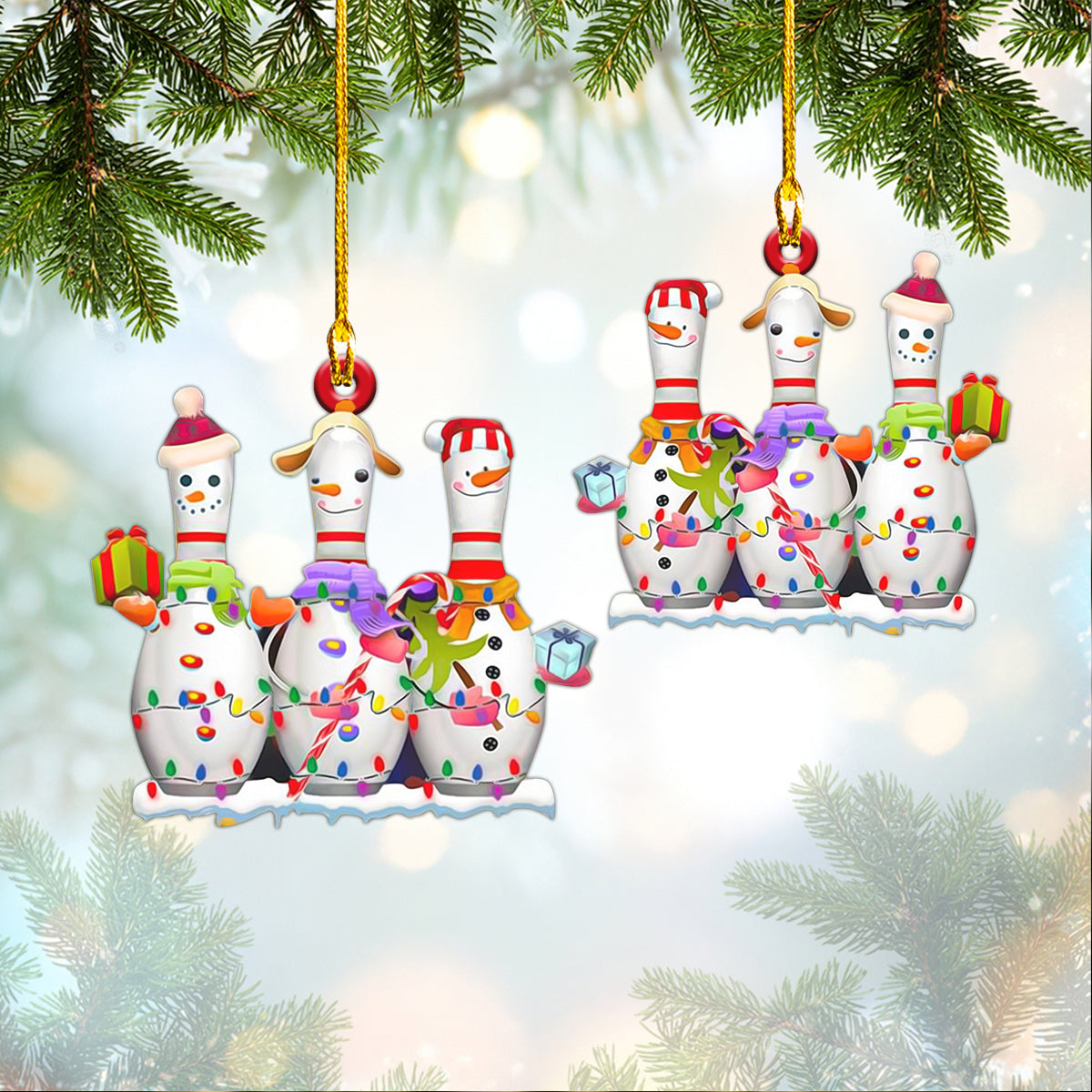 Good Looking Bowling Christmas Round Souvenirs Acrylic Christmas Tree Decoration