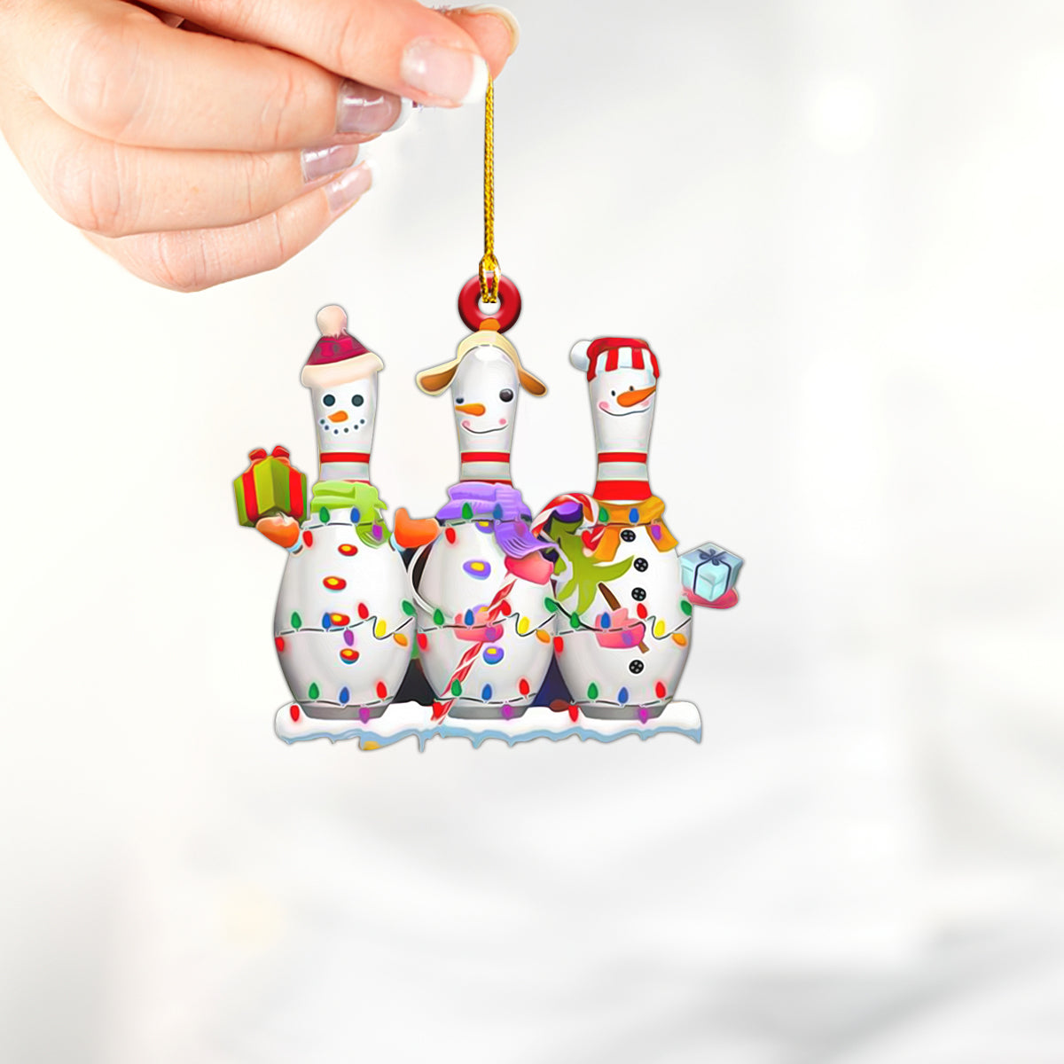 Good Looking Bowling Christmas Round Souvenirs Acrylic Christmas Tree Decoration