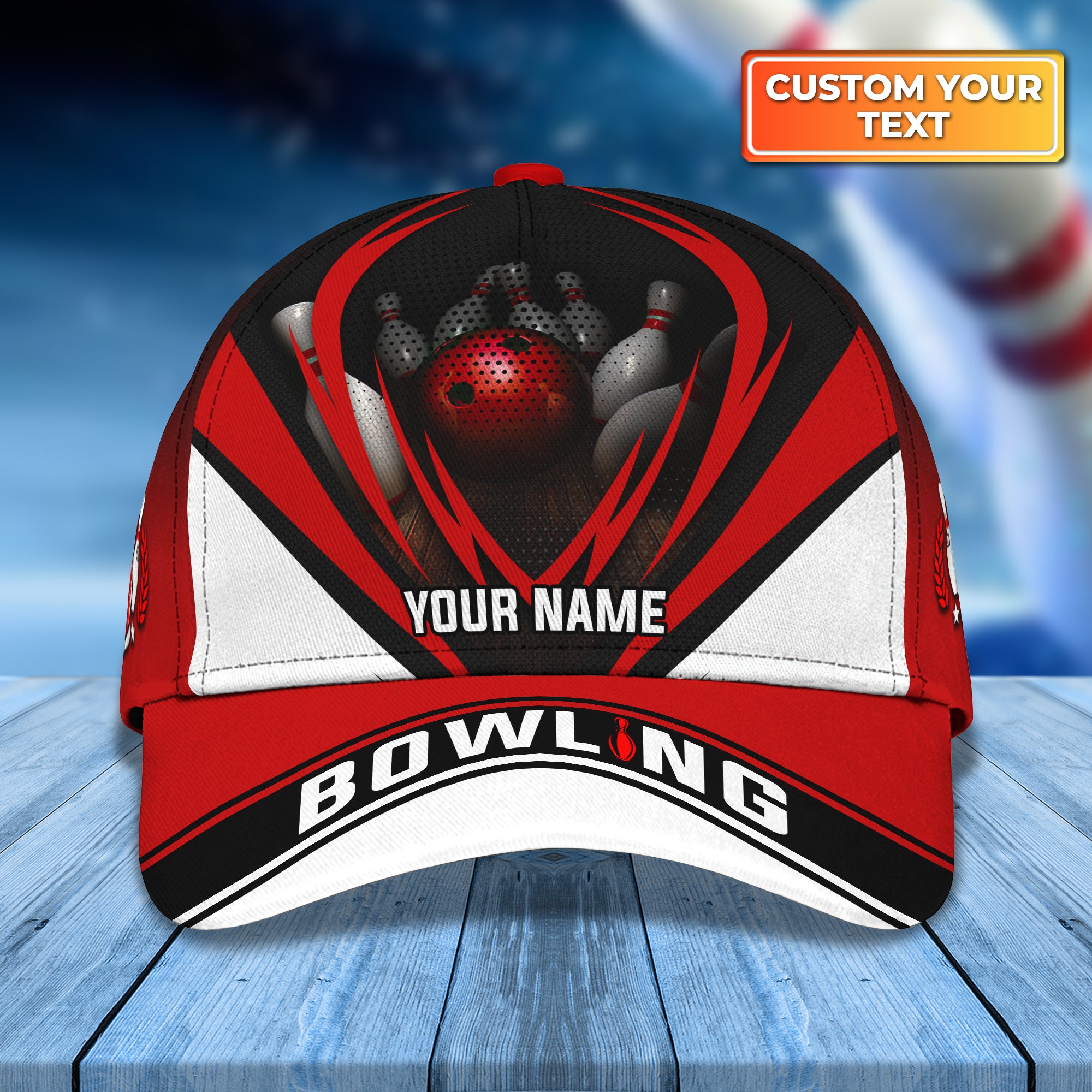 Bowling With Red Ball Personalized Name Classic Cap Best Gift For Bowler QB95