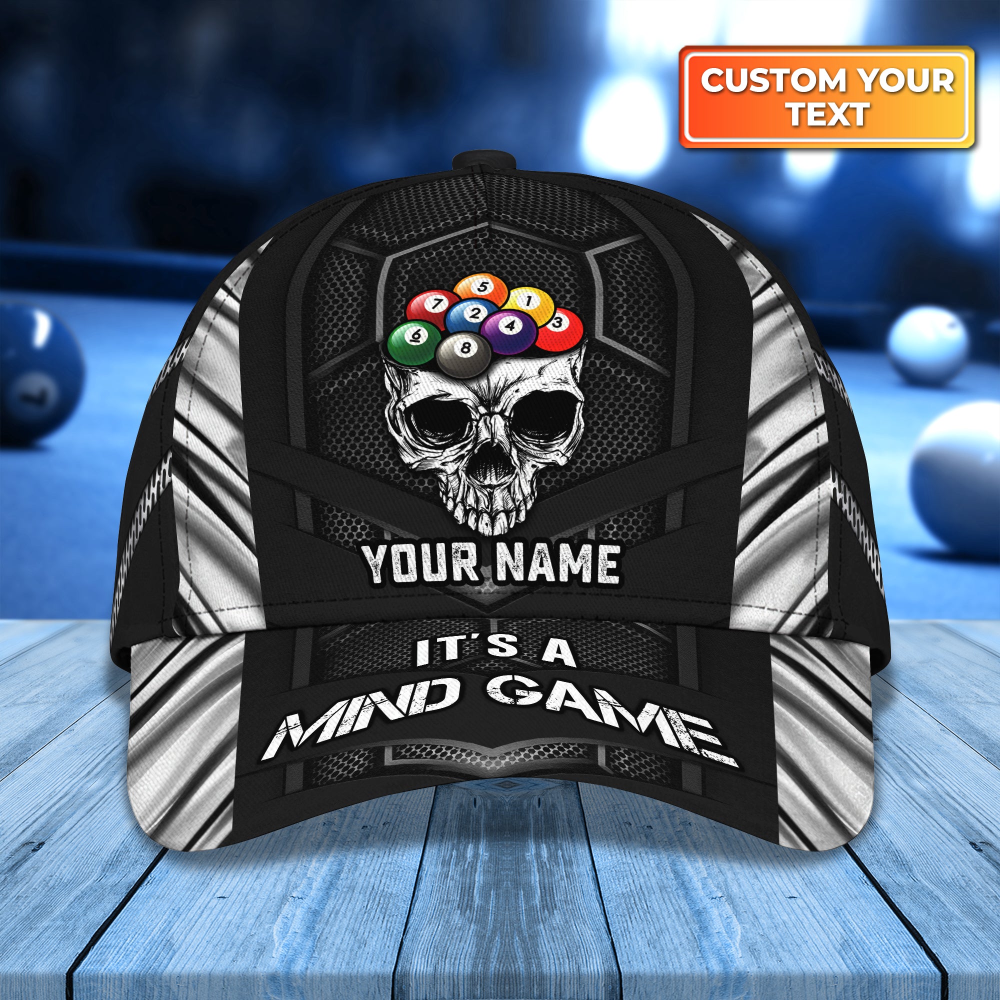 Billiard Skull It's Mind Game Personalized Name Classic Cap Best Gift For Billiard Player