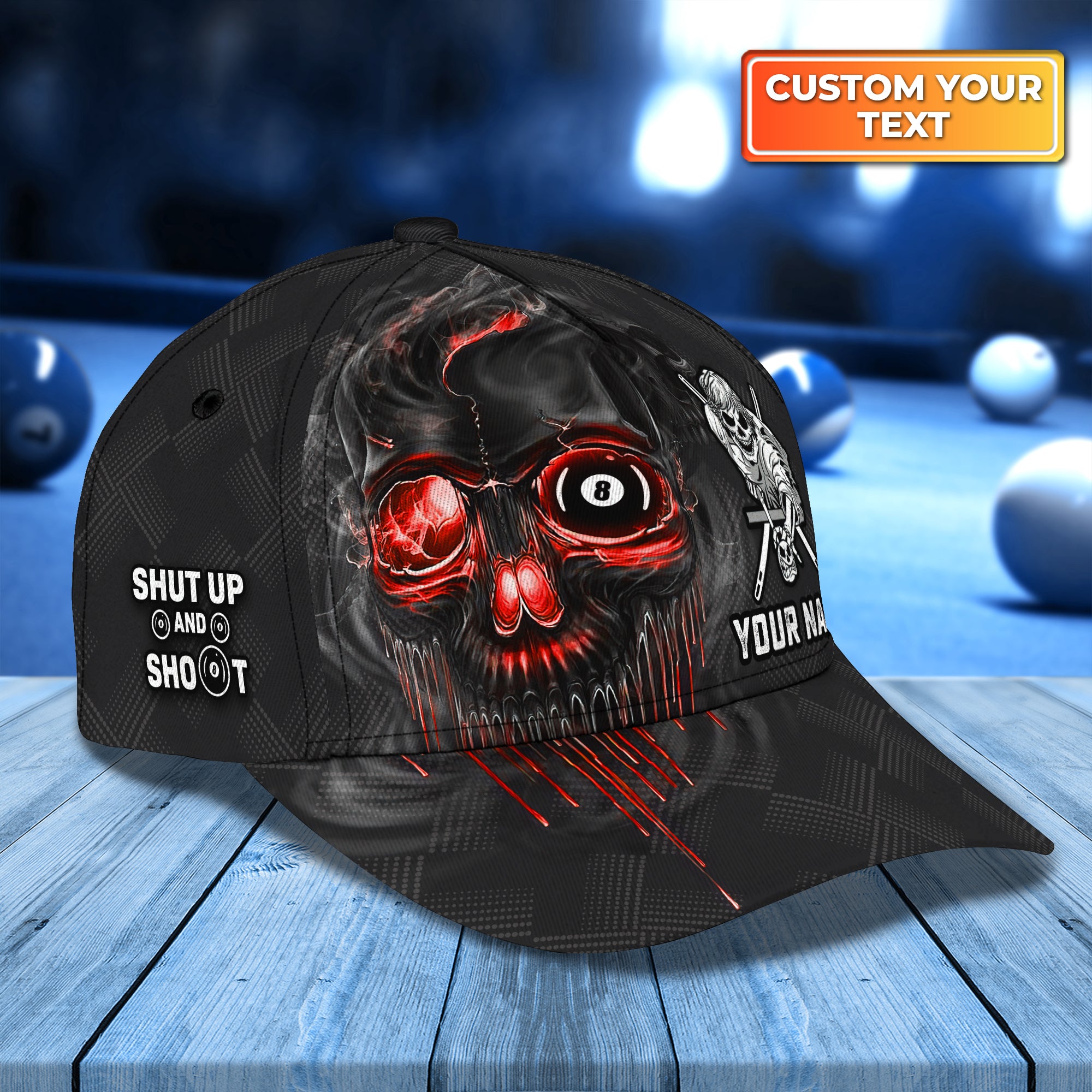 [Red Ver] Pool Shut Up And Shoot Personalized Name Classic Cap Best Gift For Billiard Player