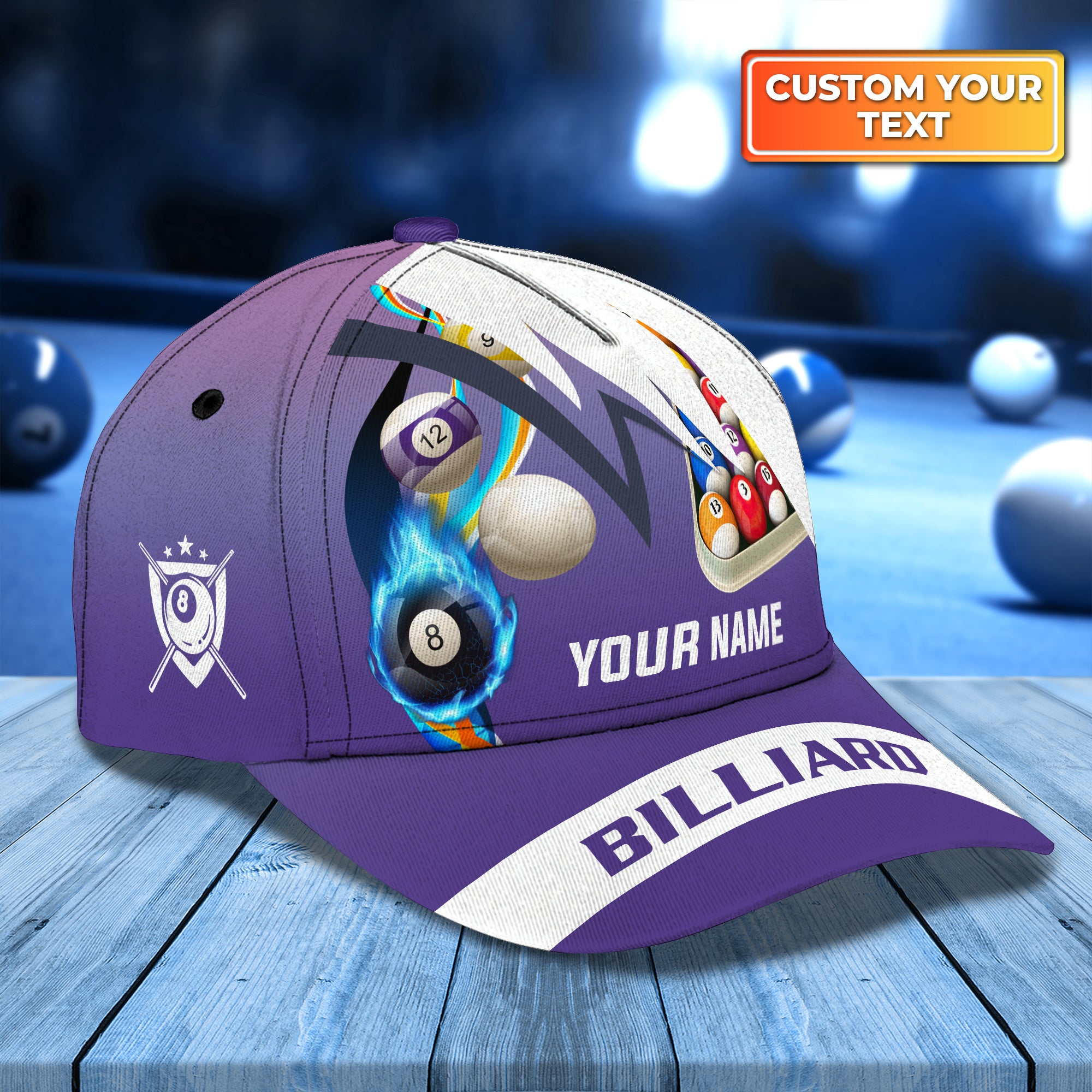 Billiard Purple Personalized Name Classic Cap Best Gift For Billiard Player