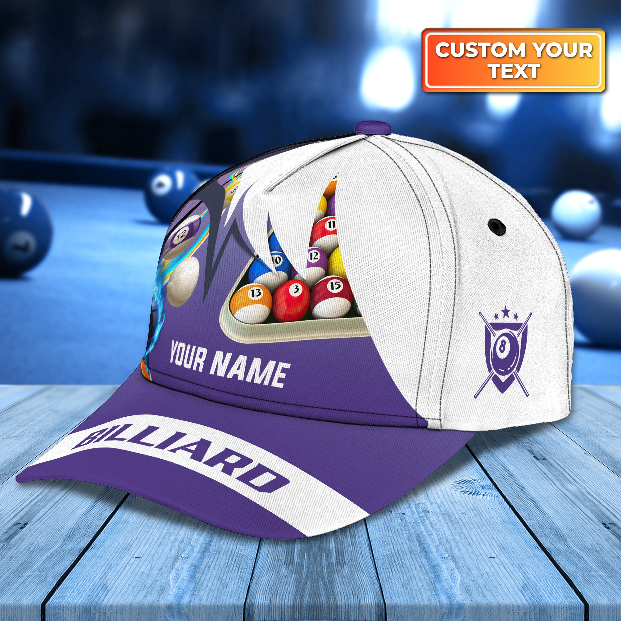 Billiard Purple Personalized Name Classic Cap Best Gift For Billiard Player