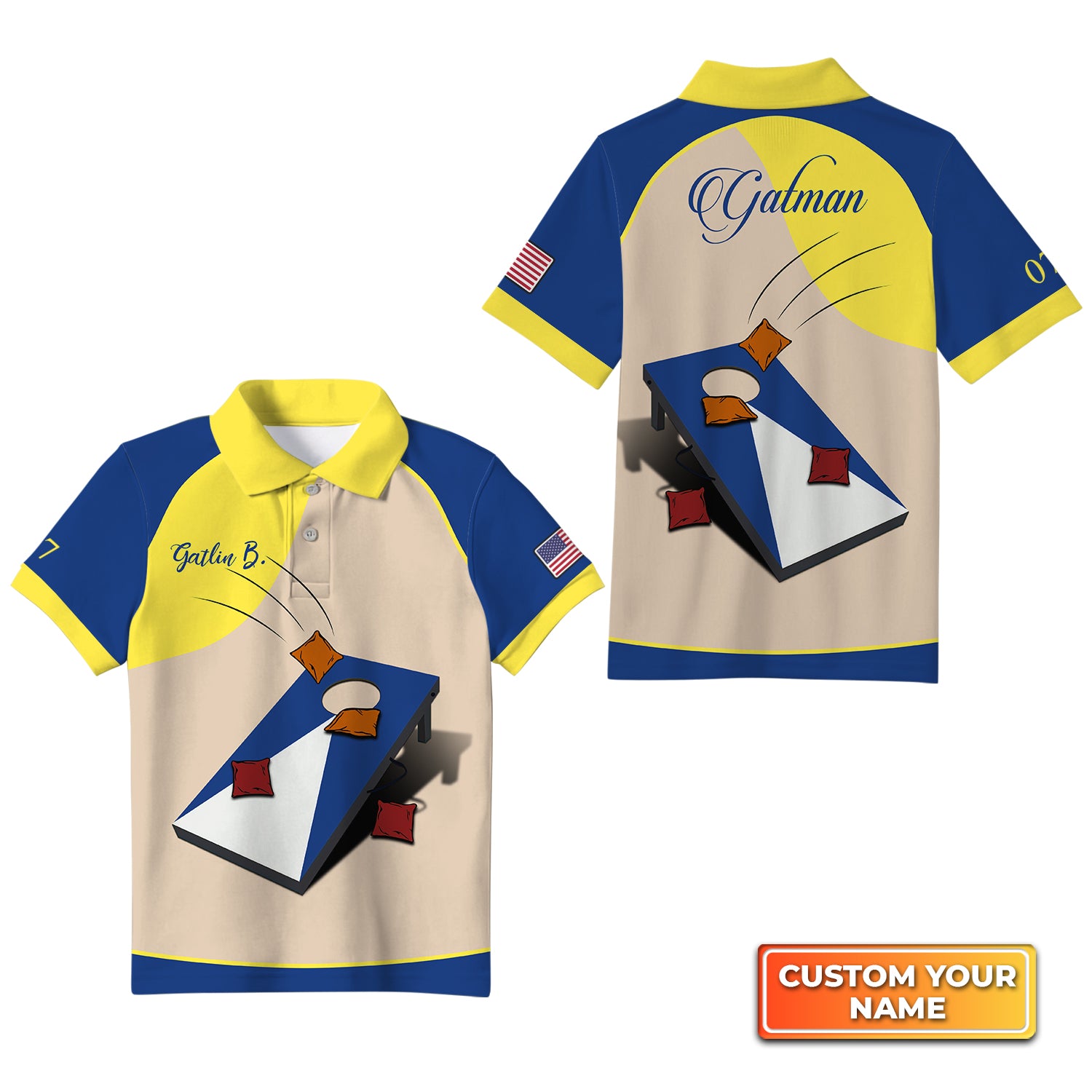 Gatlin B. Cornhole 3D Kid's Polo Shirt - QB95