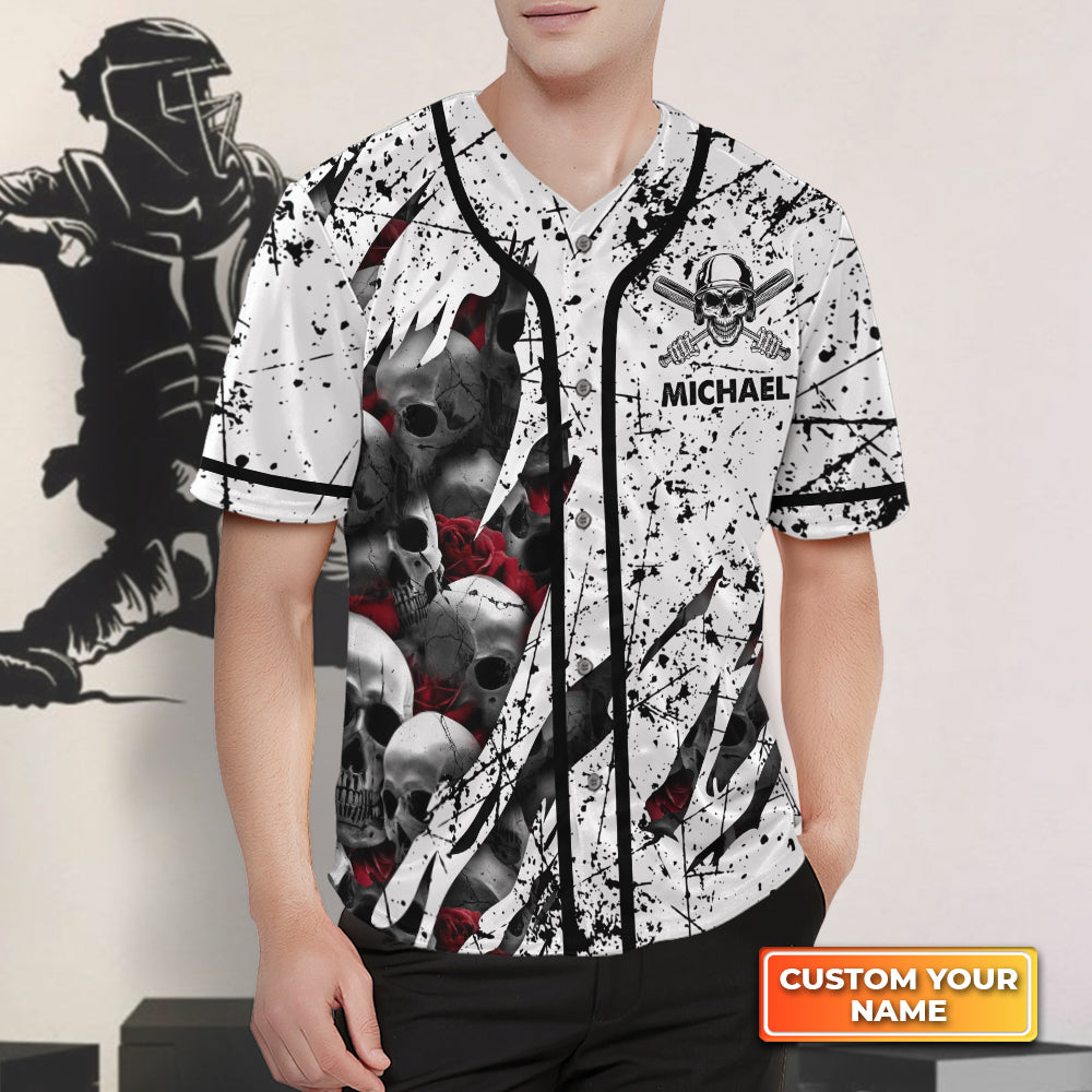 Athlete Baseballskull Personalized 3D Full Print Baseball Jersey, Best Gift For Baseball Player