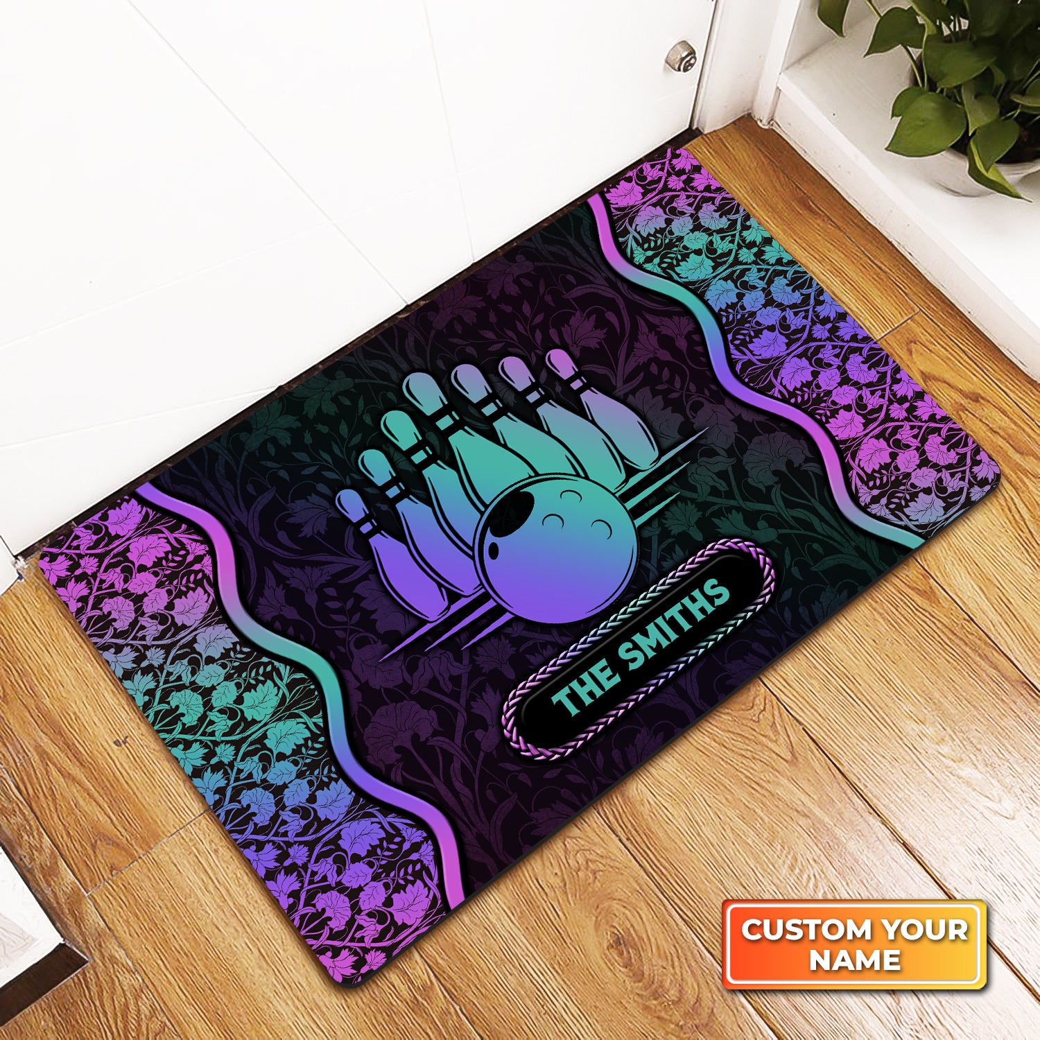 The Bowling Holo Graphic Pattern Personalized Doormat Gift For Bowler