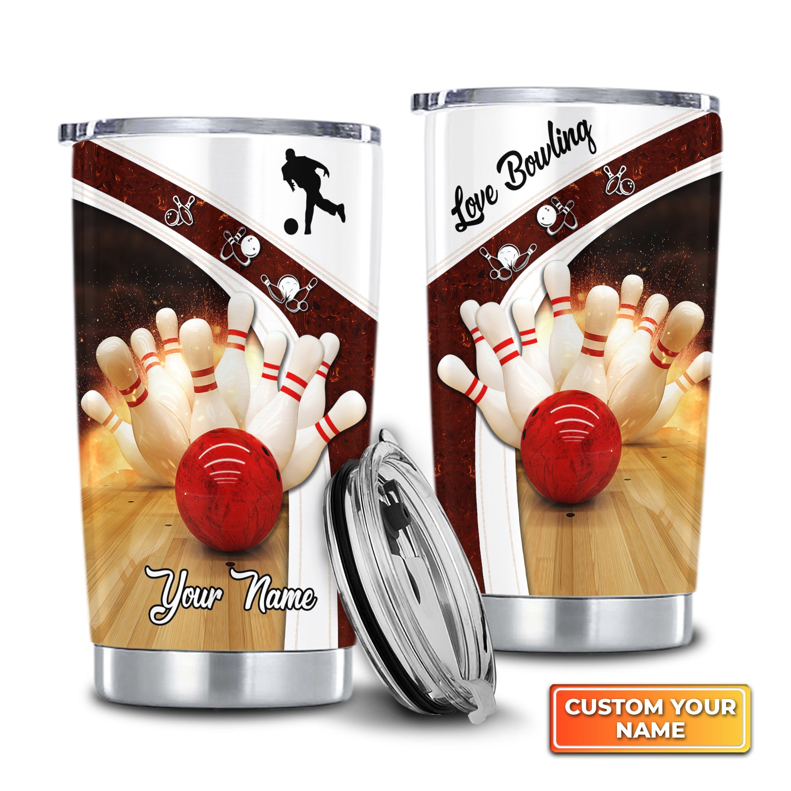 Bowling Strike Hit With Fire Explosion Personalized Tumbler Best Gifts For Bowling Lovers - QB95