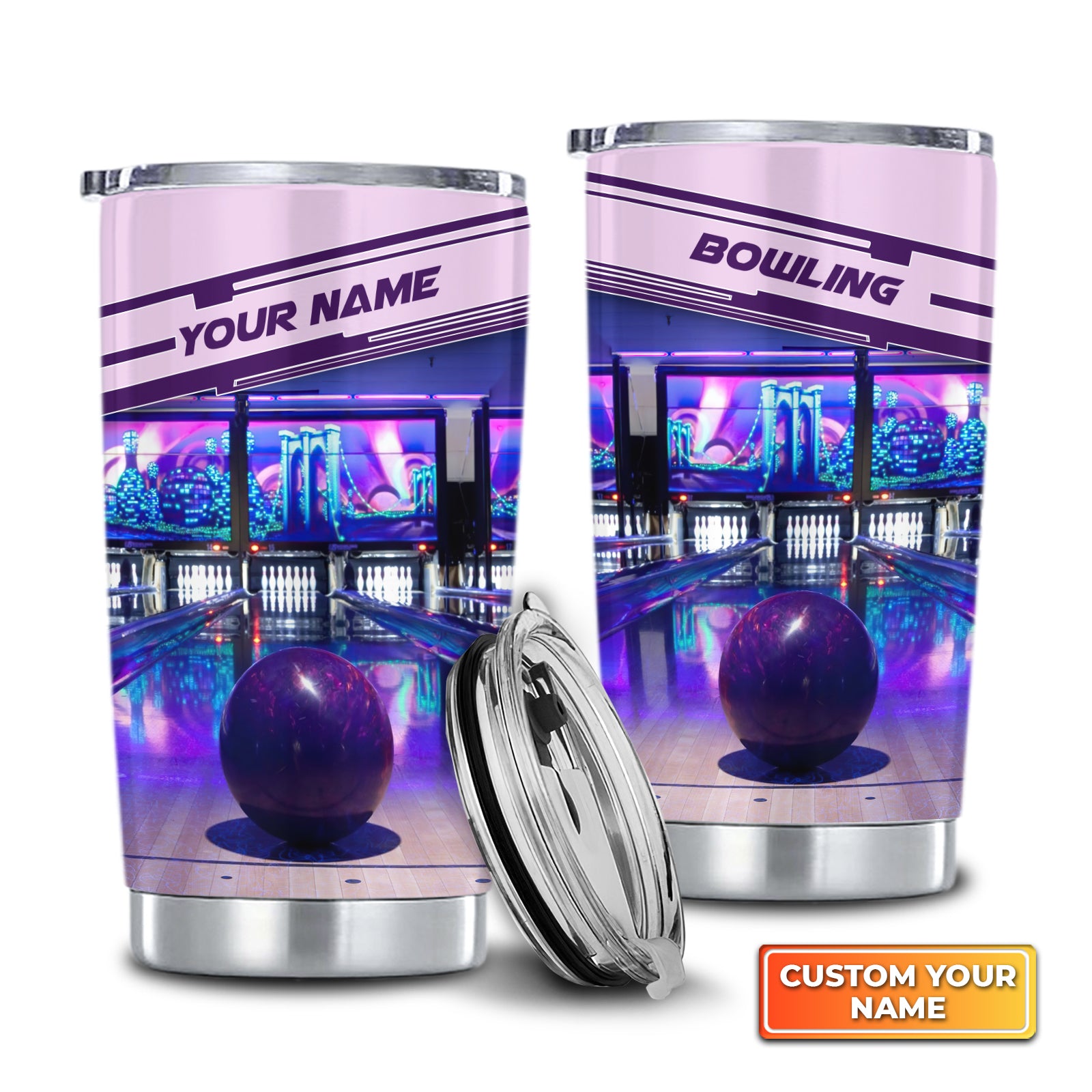 Purple Bowling Ball Personalized Tumbler Best Gifts For Bowling Lovers - QB95