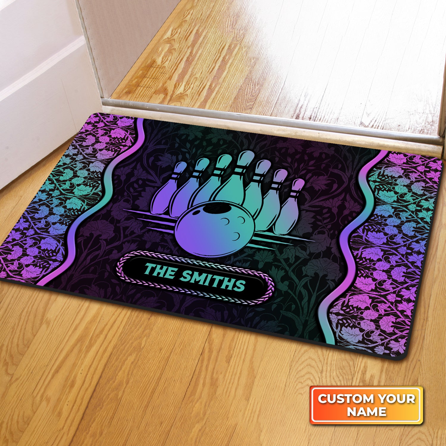 The Bowling Holo Graphic Pattern Personalized Doormat Gift For Bowler