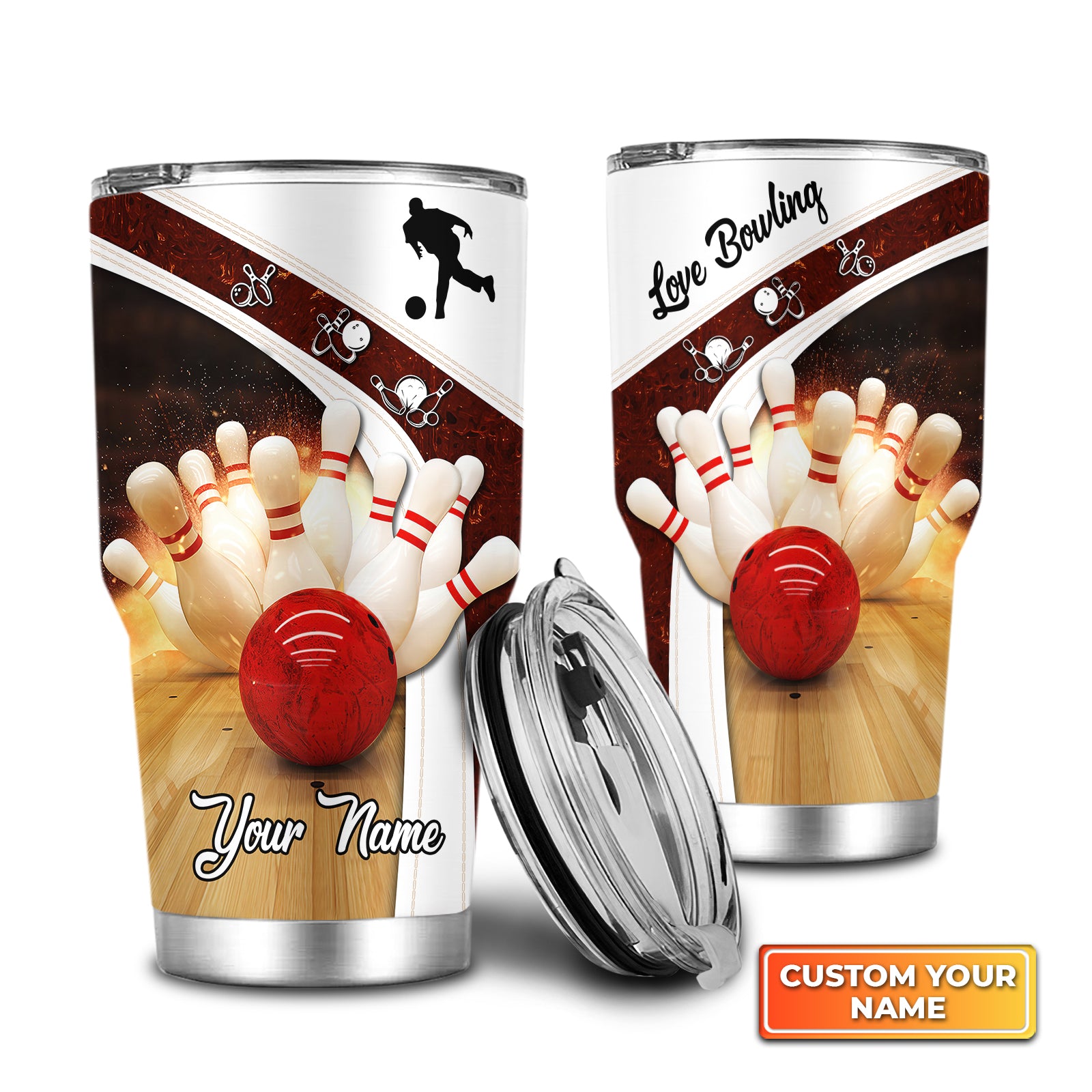 Bowling Strike Hit With Fire Explosion Personalized Tumbler Best Gifts For Bowling Lovers - QB95