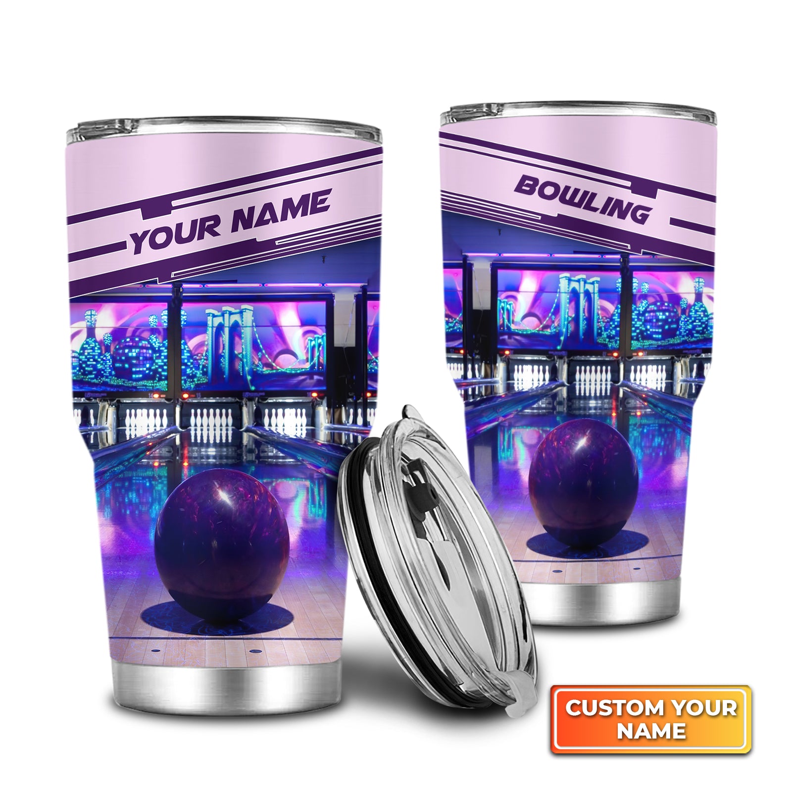 Purple Bowling Ball Personalized Tumbler Best Gifts For Bowling Lovers - QB95