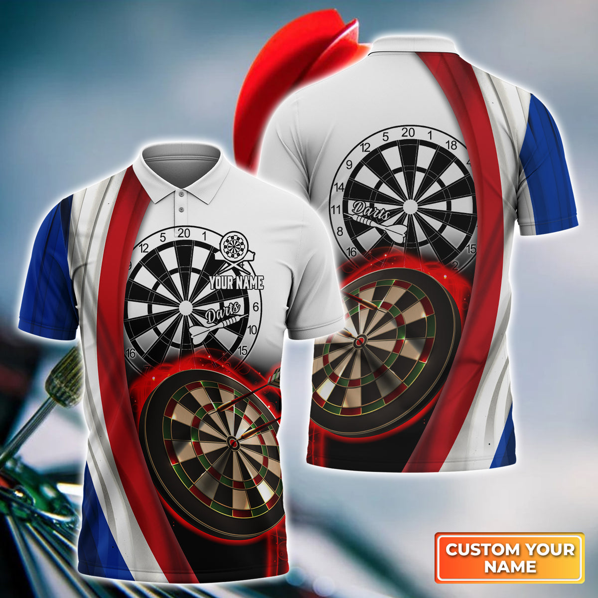 Netherlands Flag Dartboart Personalized Name 3D Polo Shirt For Darts P ...