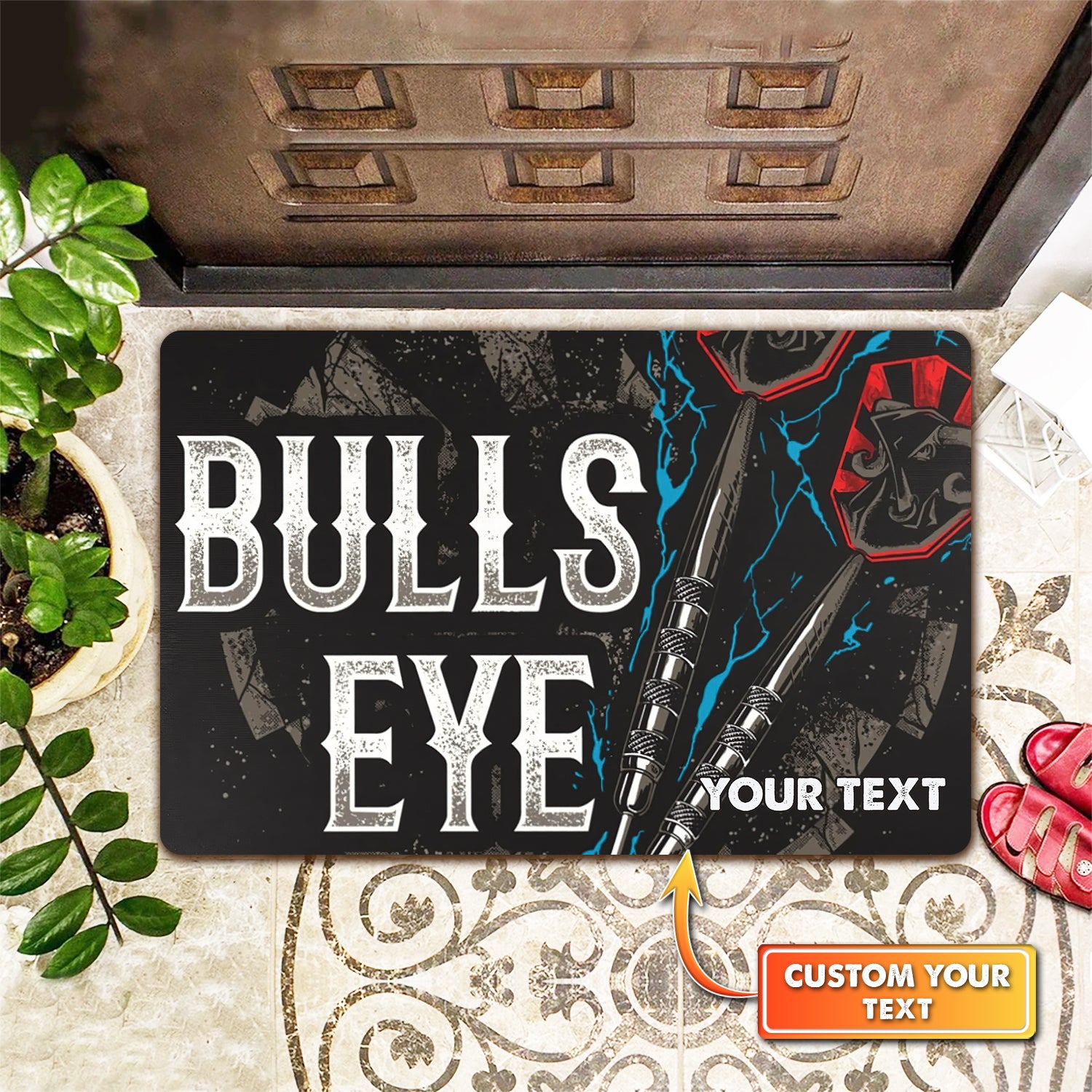 Bulls Eye Personalized Doormat Gift For Darts Player