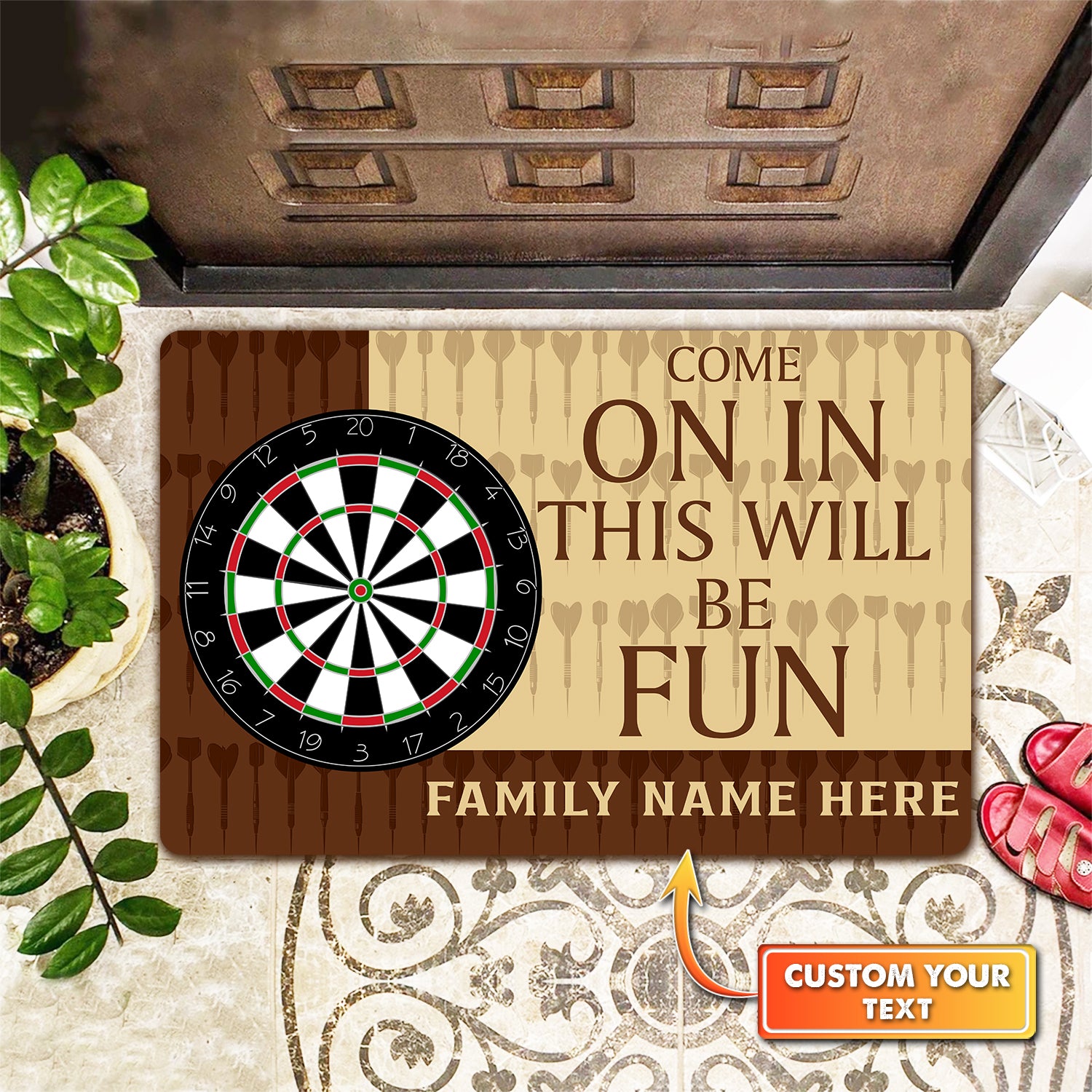 Come On In This Win Be Fun Personalized Doormat Gift For Darts Player